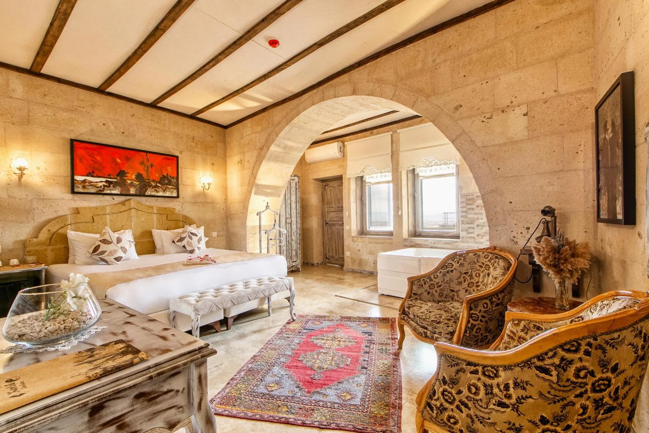 Bed in Karlık Cave Suite Cappadocia