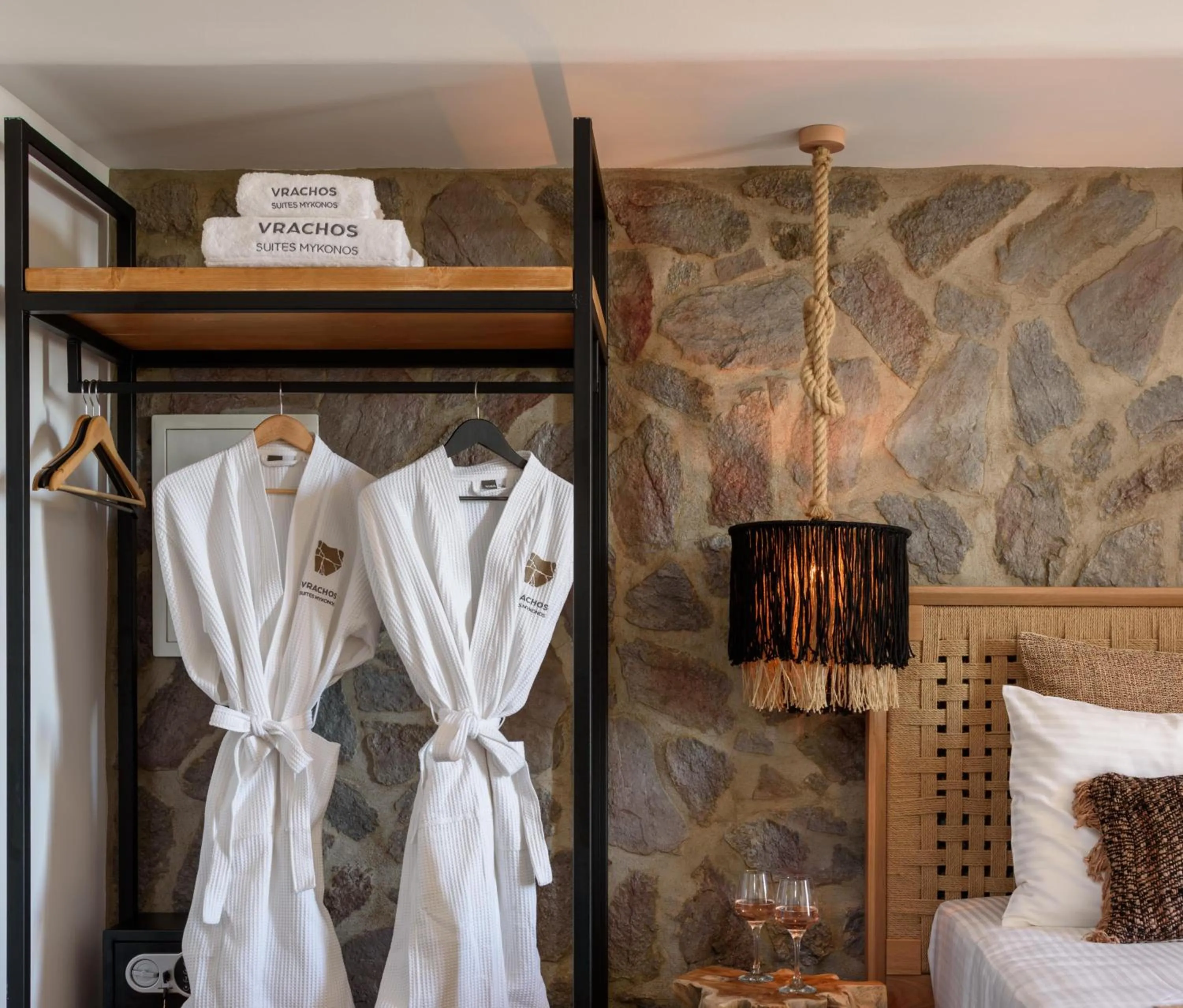 wardrobe, Bed in Vrachos Suites Mykonos