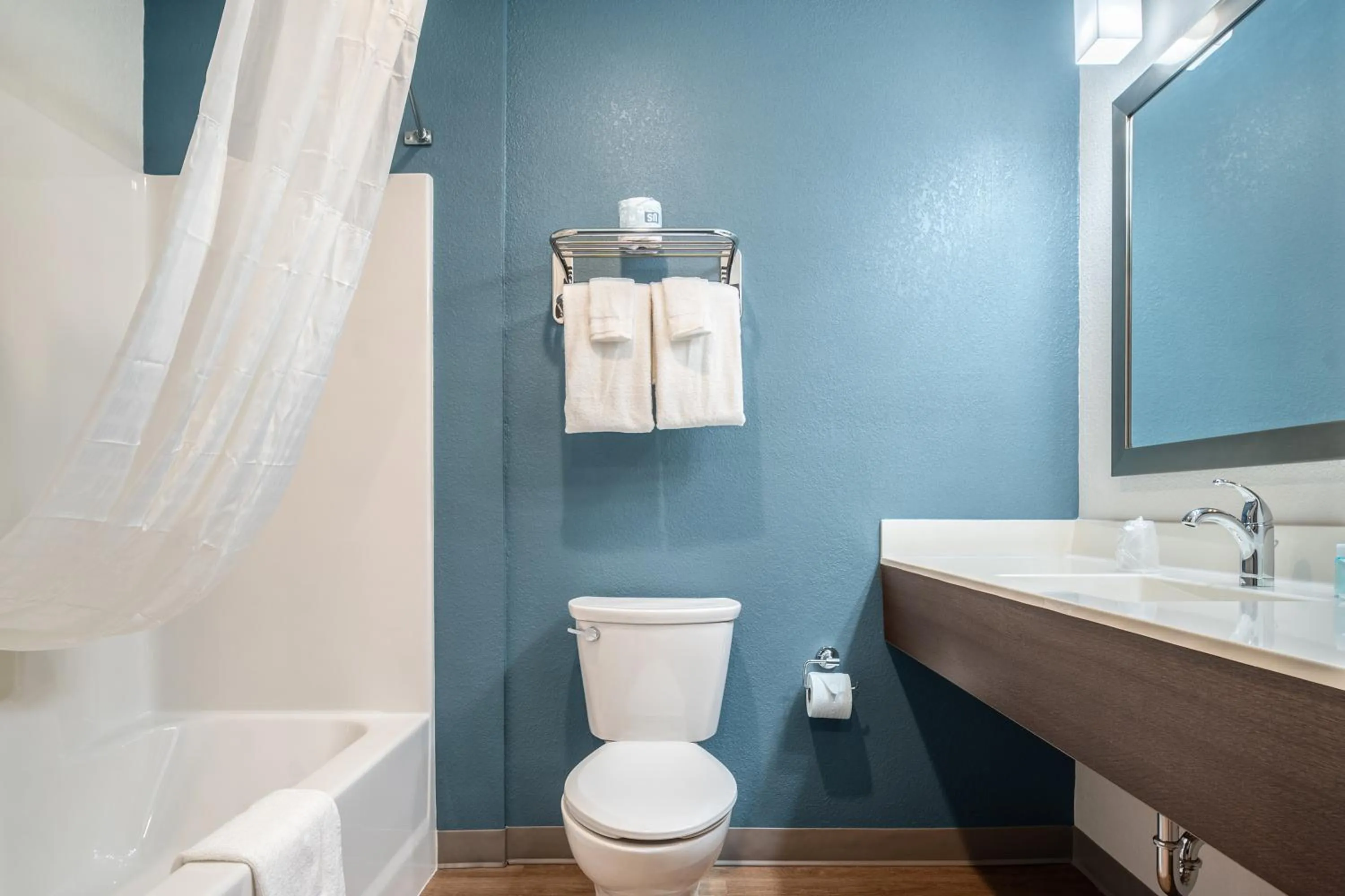 Bathroom in WoodSpring Suites Doral Miami Airport