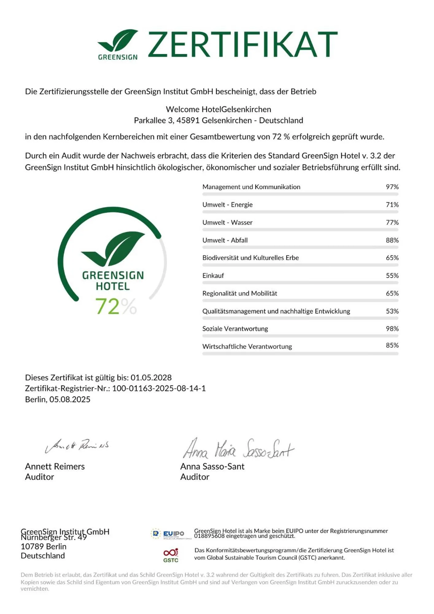 Logo/Certificate/Sign in Welcome Hotel Gelsenkirchen