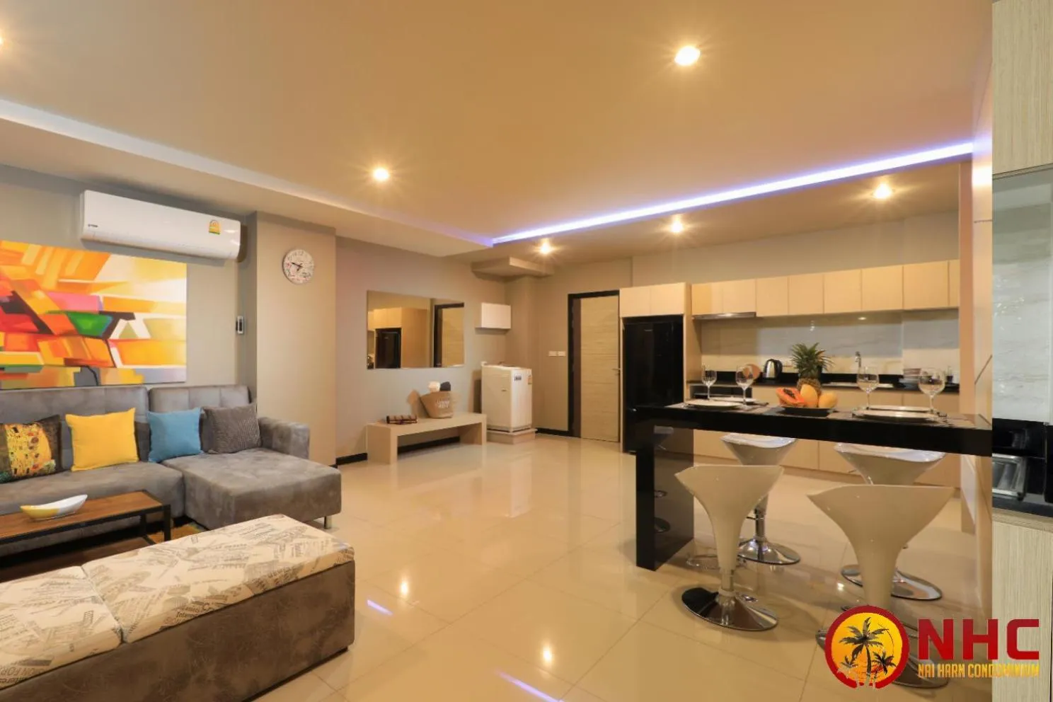 Living room in Nai Harn Condominium