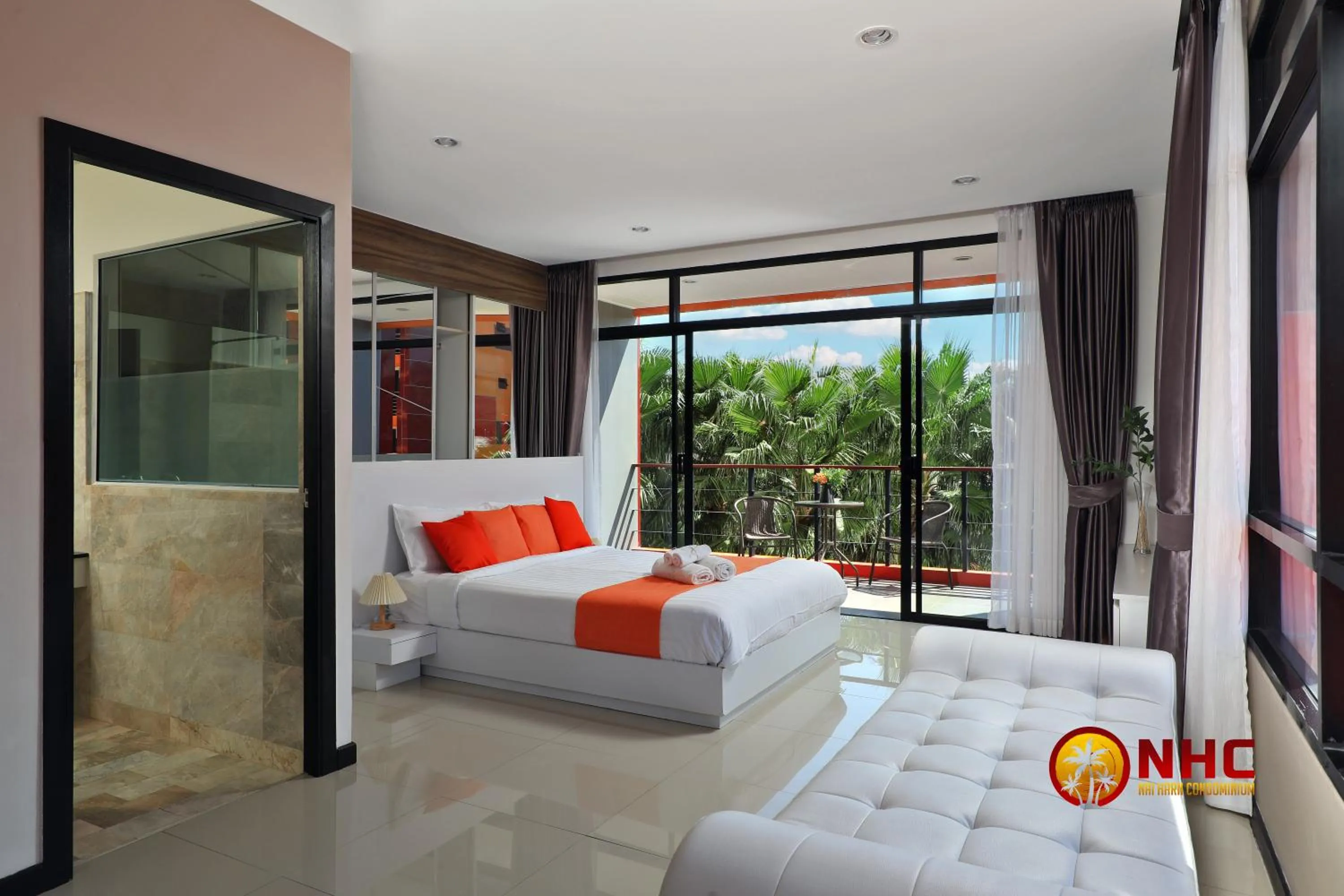 Bedroom, Bed in Nai Harn Condominium