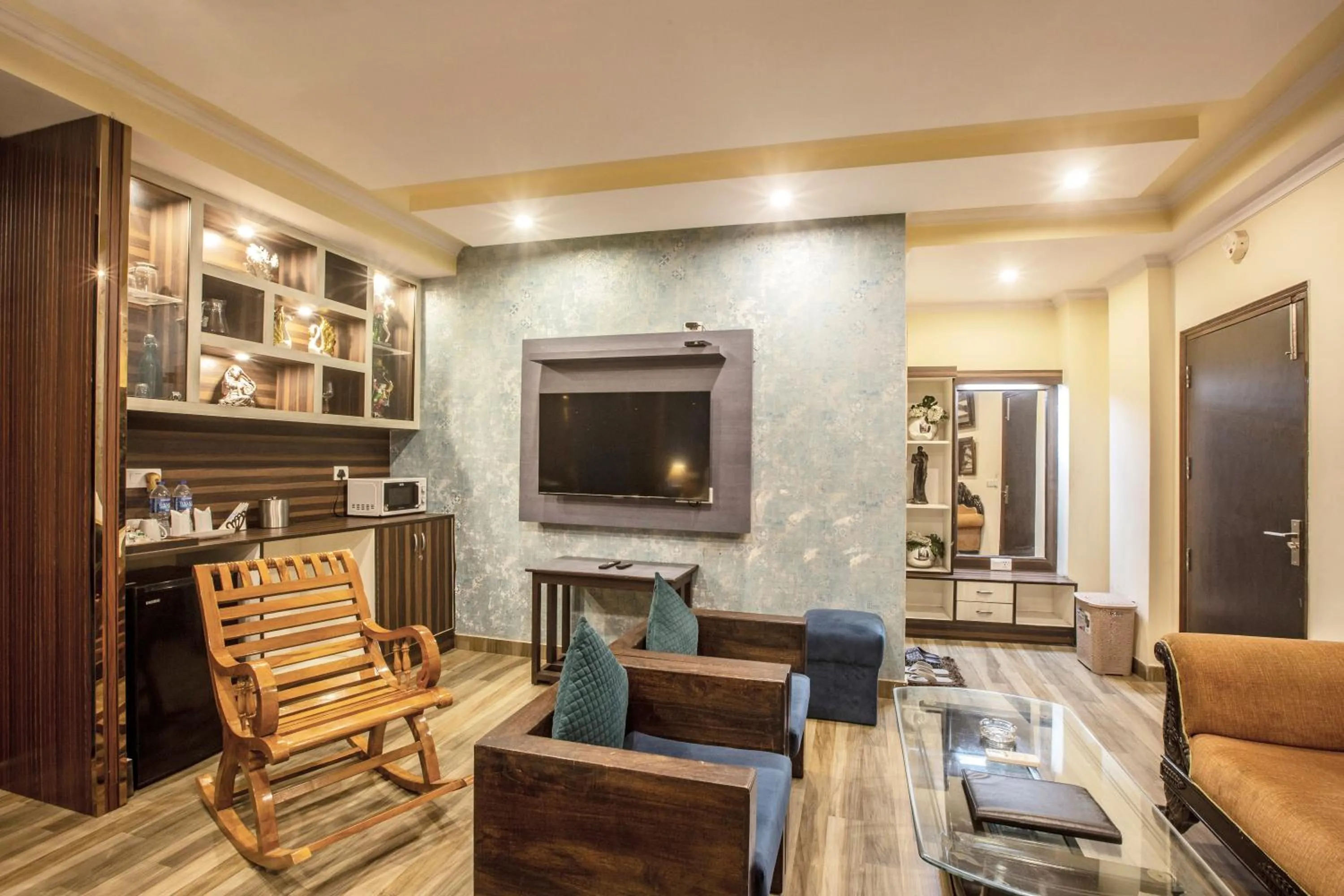 Seating area in Hotel Castle Blue New Delhi Near IGI Airport