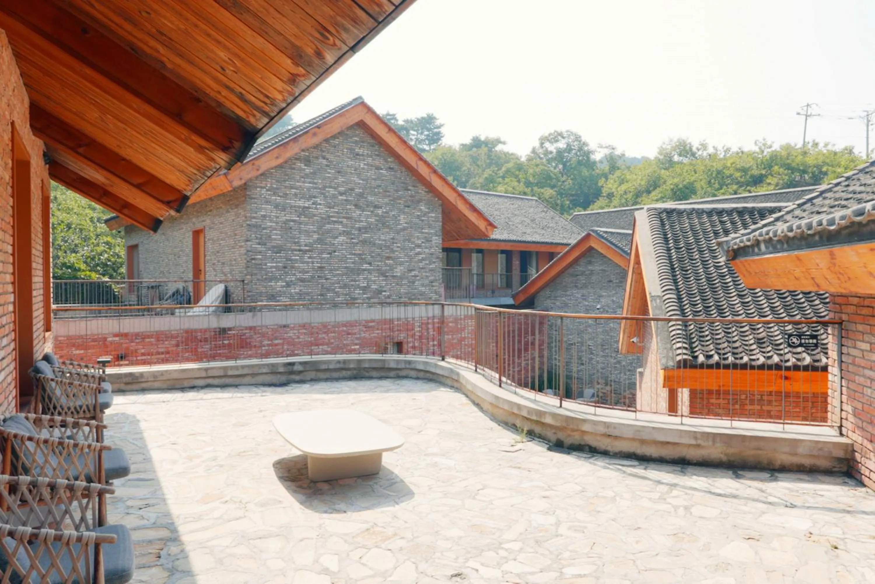 Balcony/Terrace in Sansa Village Boutique Hotel at Mutianyu Great Wall Adjoin to Mutianyu Great Wall - Room with the View of Great Wall - Jacuzzi with the View of Great Wall - Vehicle Shuttle Service - International Catering - SPA& Nail Beauty Facilities