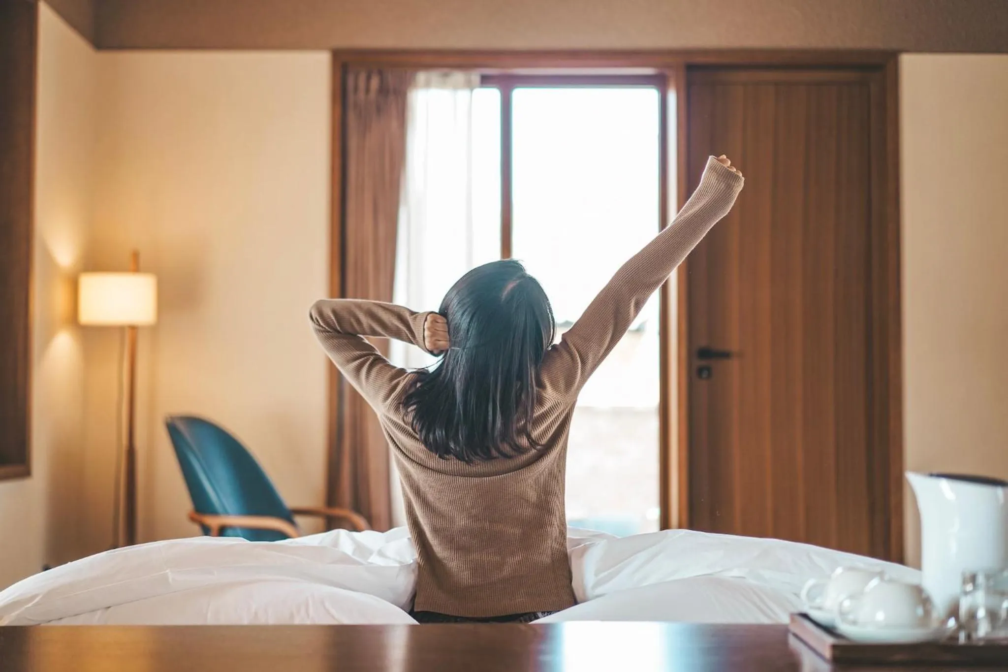 Living room, Bed in Sansa Village Boutique Hotel at Mutianyu Great Wall Adjoin to Mutianyu Great Wall - Room with the View of Great Wall - Jacuzzi with the View of Great Wall - Vehicle Shuttle Service - International Catering - SPA& Nail Beauty Facilities