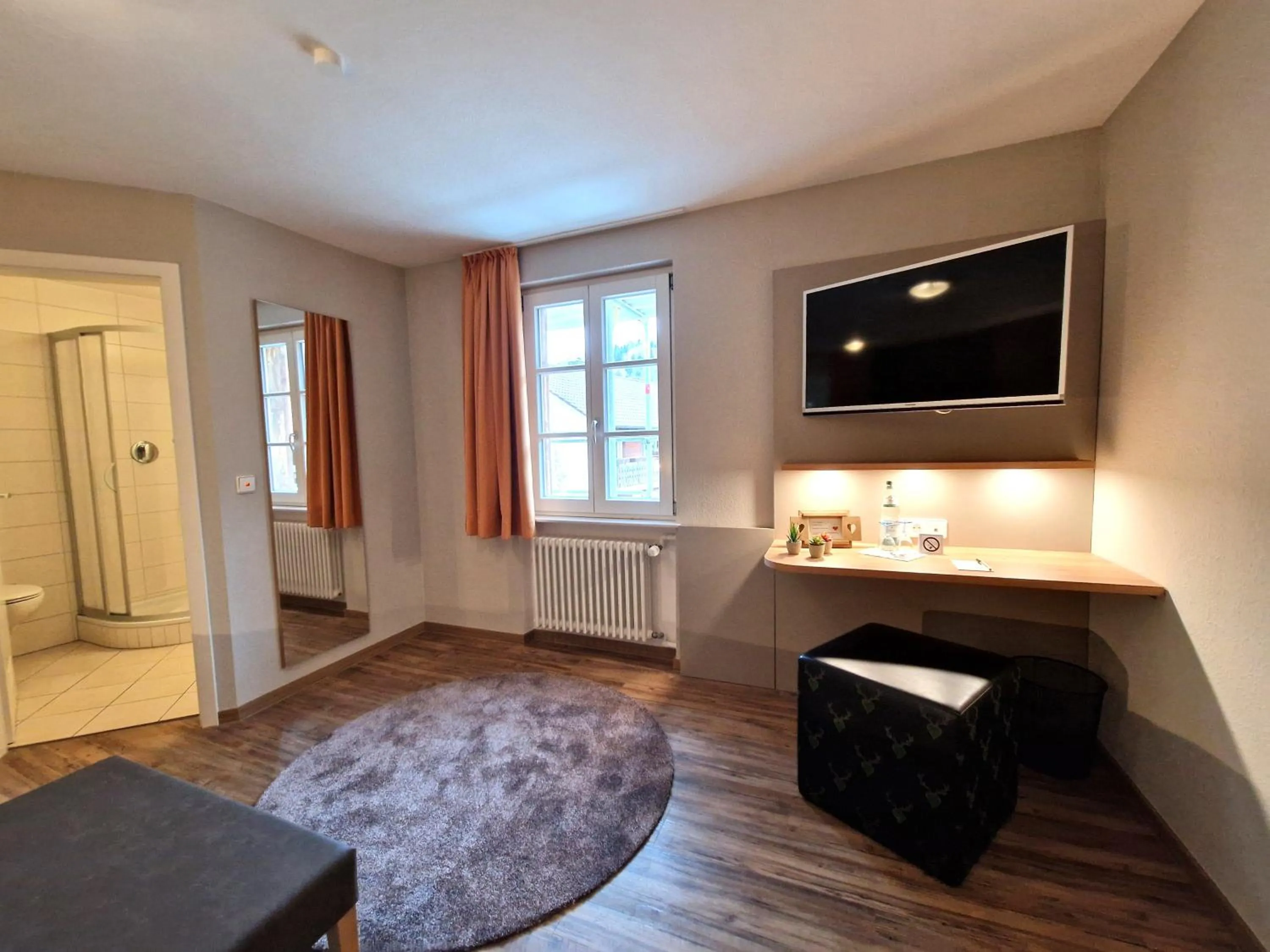 Bathroom, Bed in Hotel-Gasthaus Goldener Engel