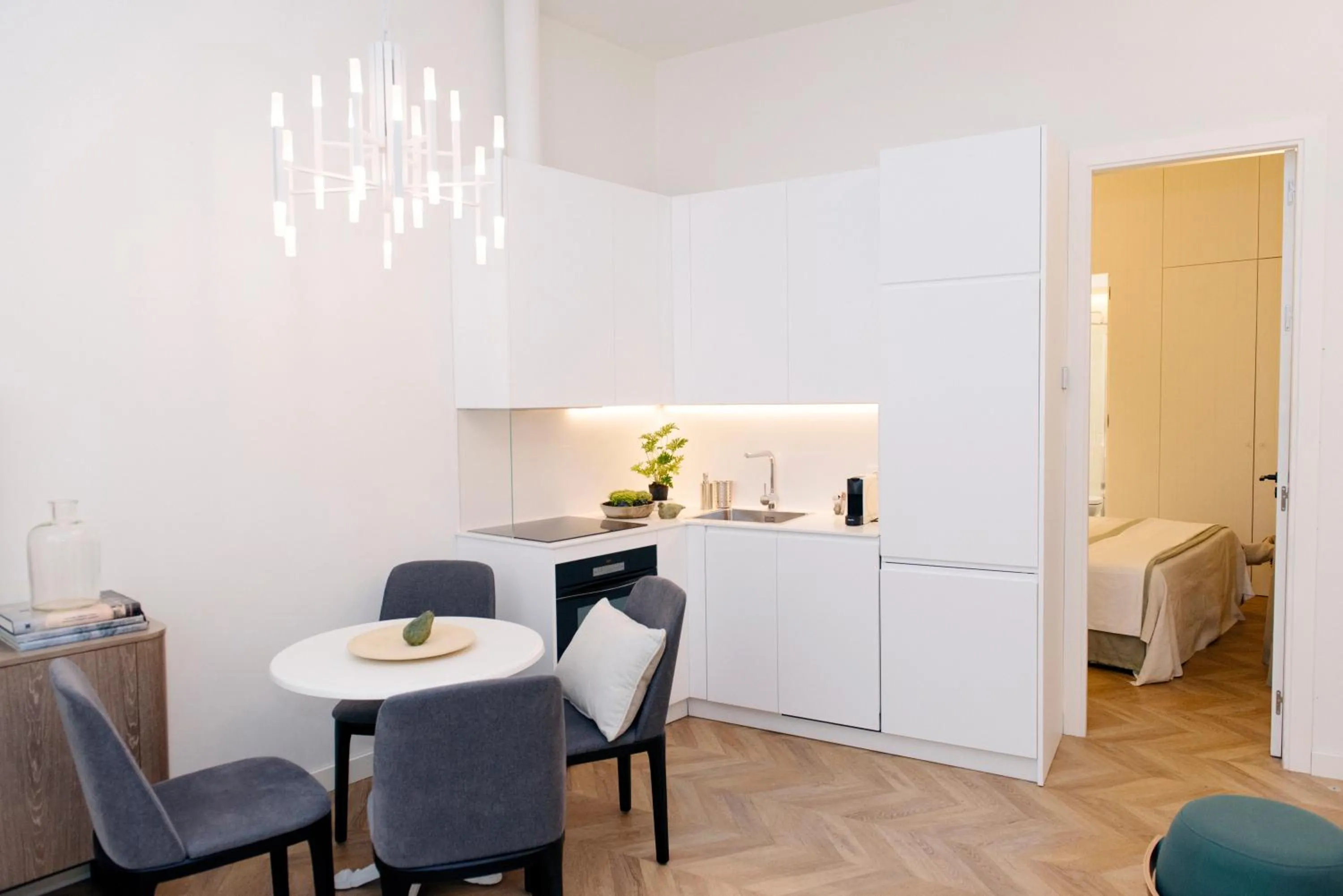 Kitchen or kitchenette in Plaza Mina Suites - Adults Recommended by Luxury Suites Cadiz