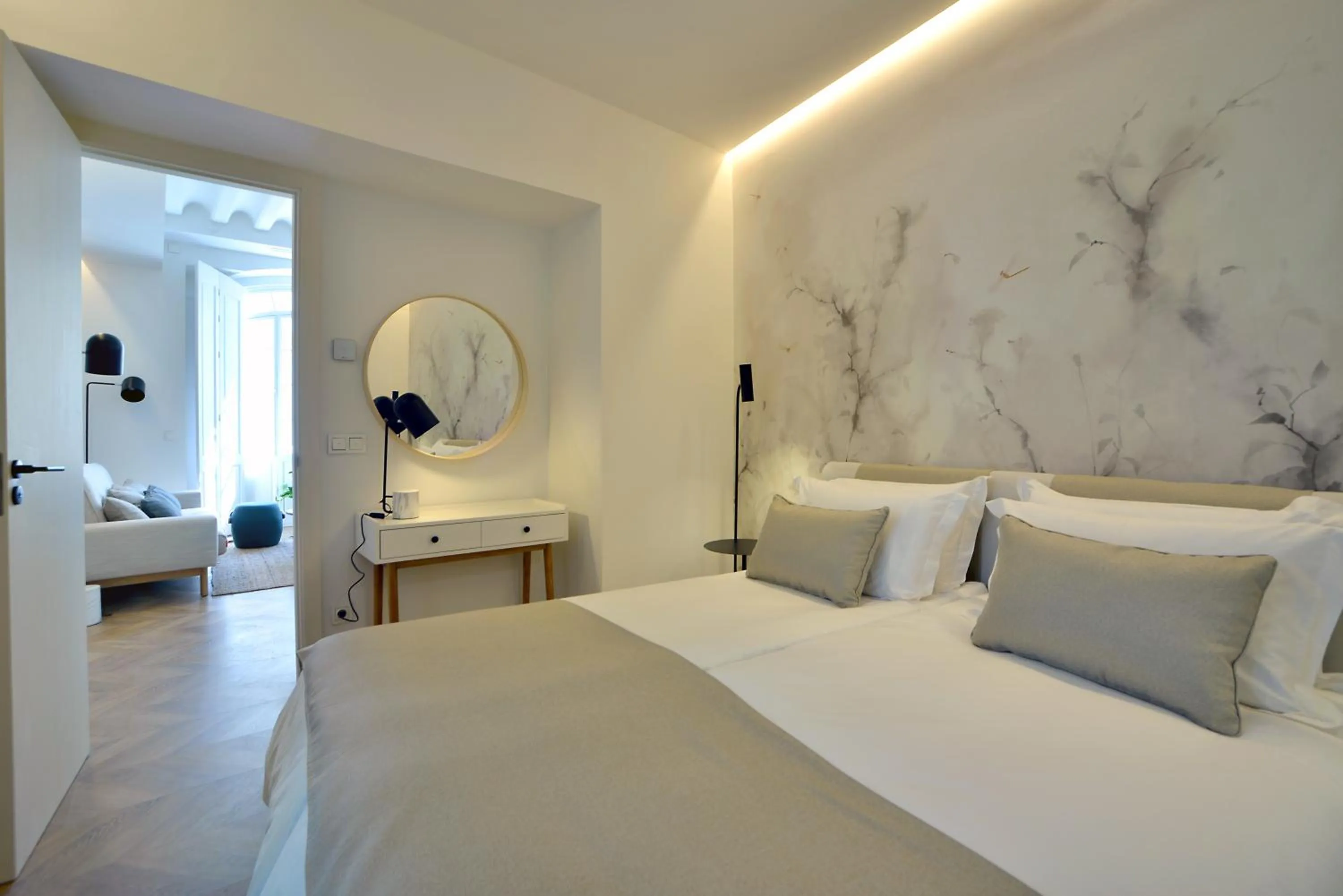 Bedroom, Bed in Plaza Mina Suites - Adults Recommended by Luxury Suites Cadiz
