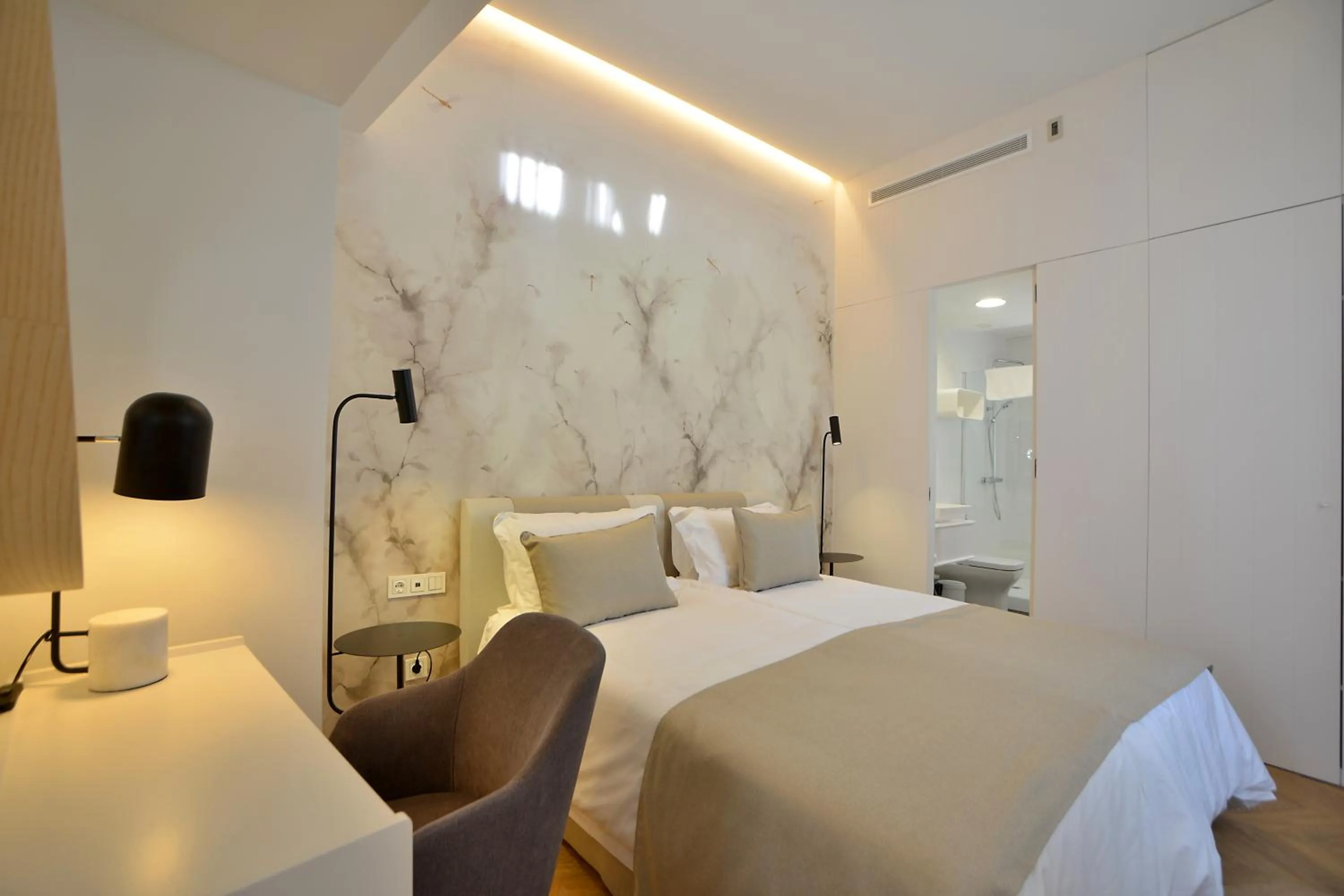 Bedroom, Bed in Plaza Mina Suites - Adults Recommended by Luxury Suites Cadiz