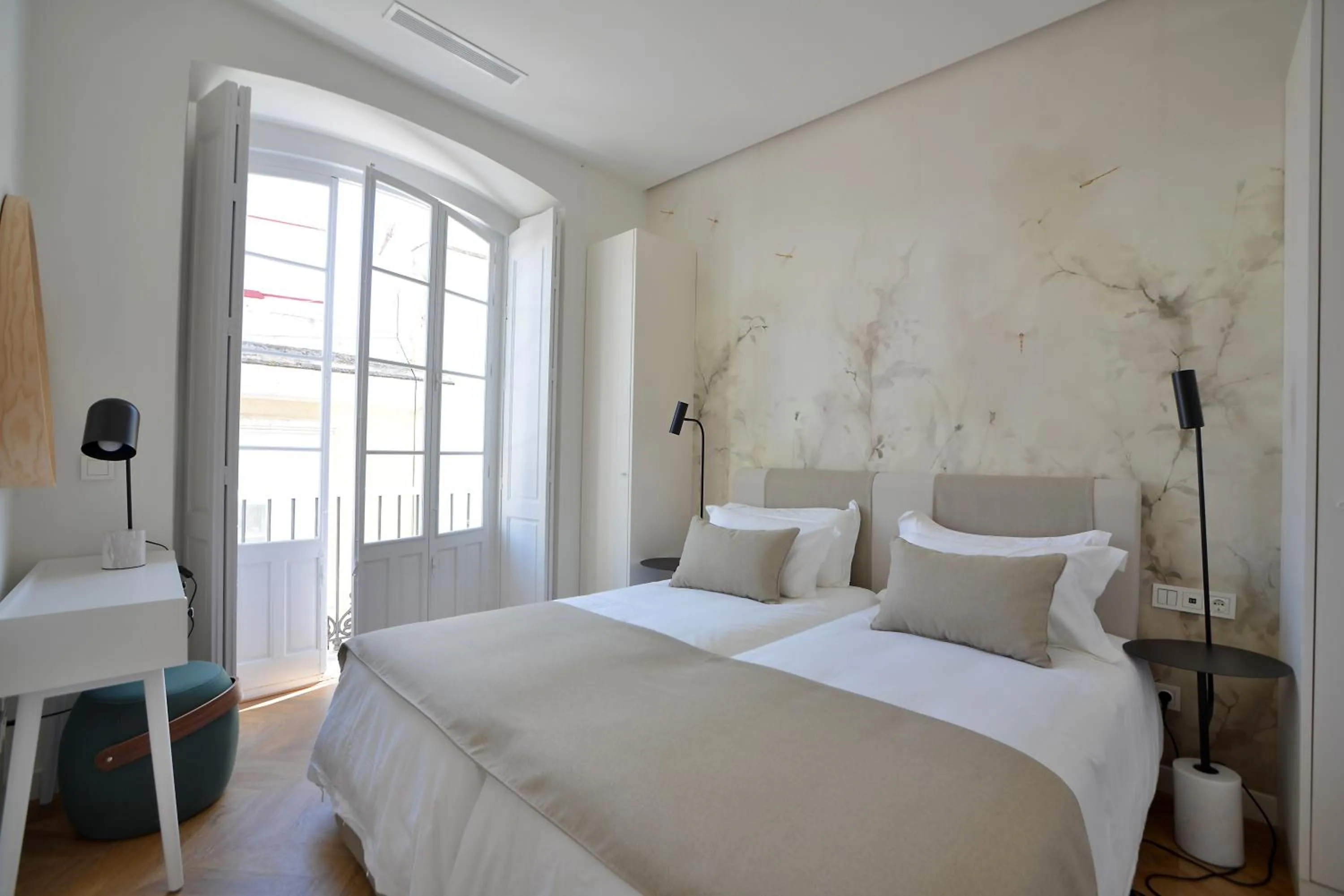 Bedroom, Bed in Plaza Mina Suites - Adults Recommended by Luxury Suites Cadiz