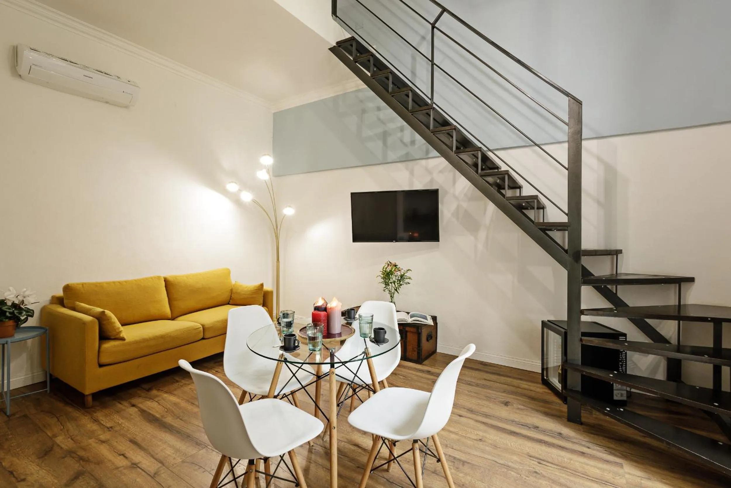 Seating area in Palà Suites