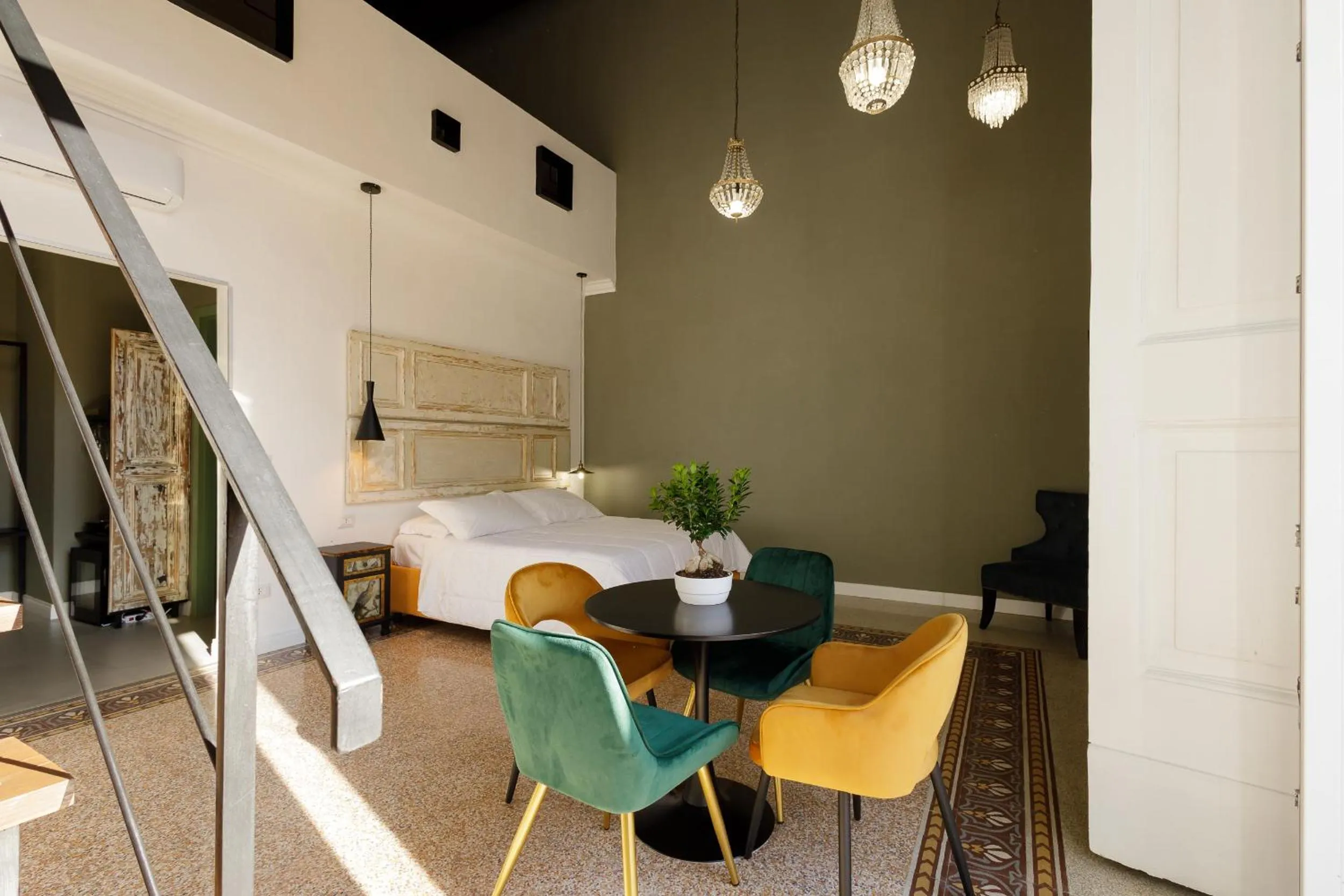 Seating area in Palà Suites