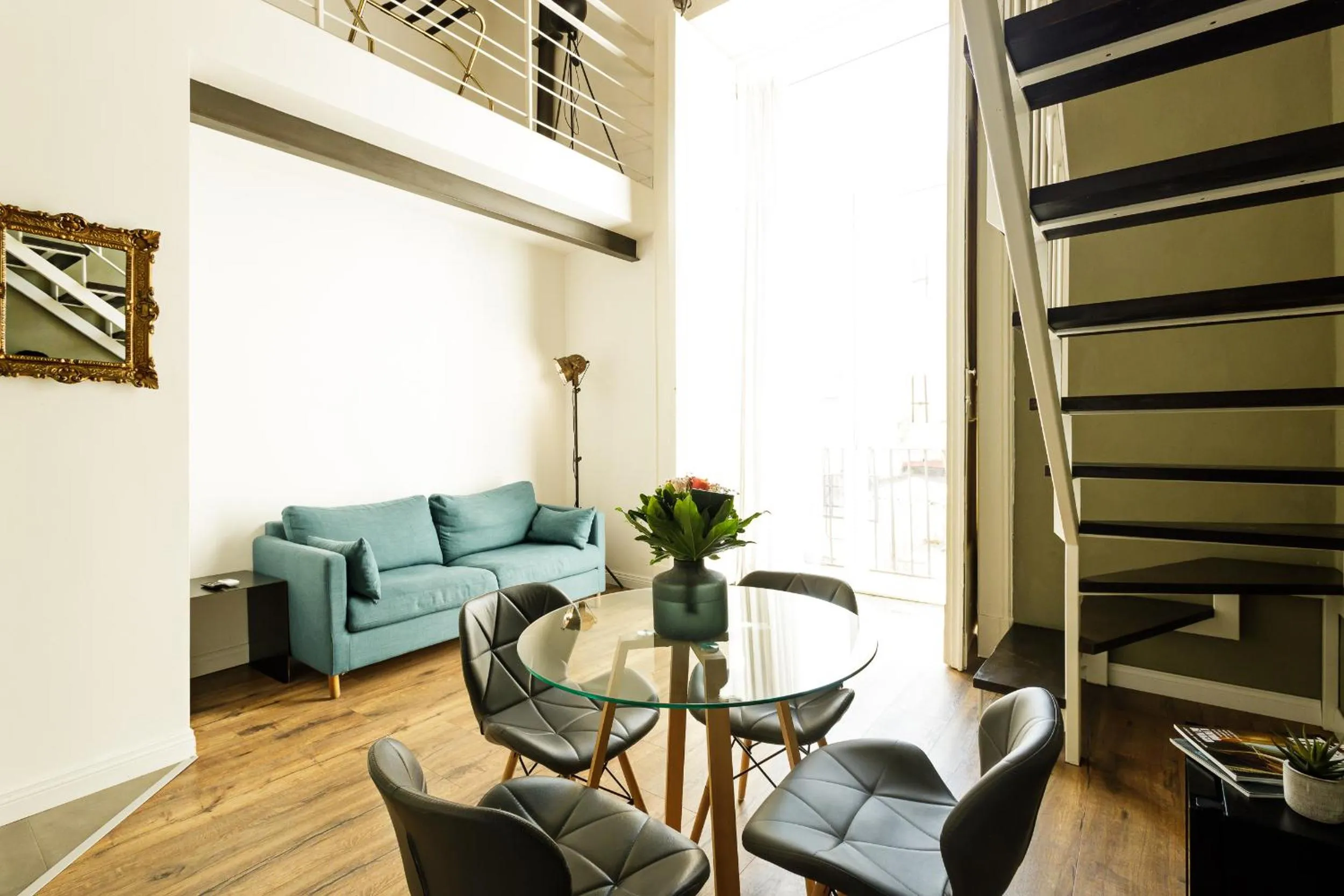 Seating area in Palà Suites