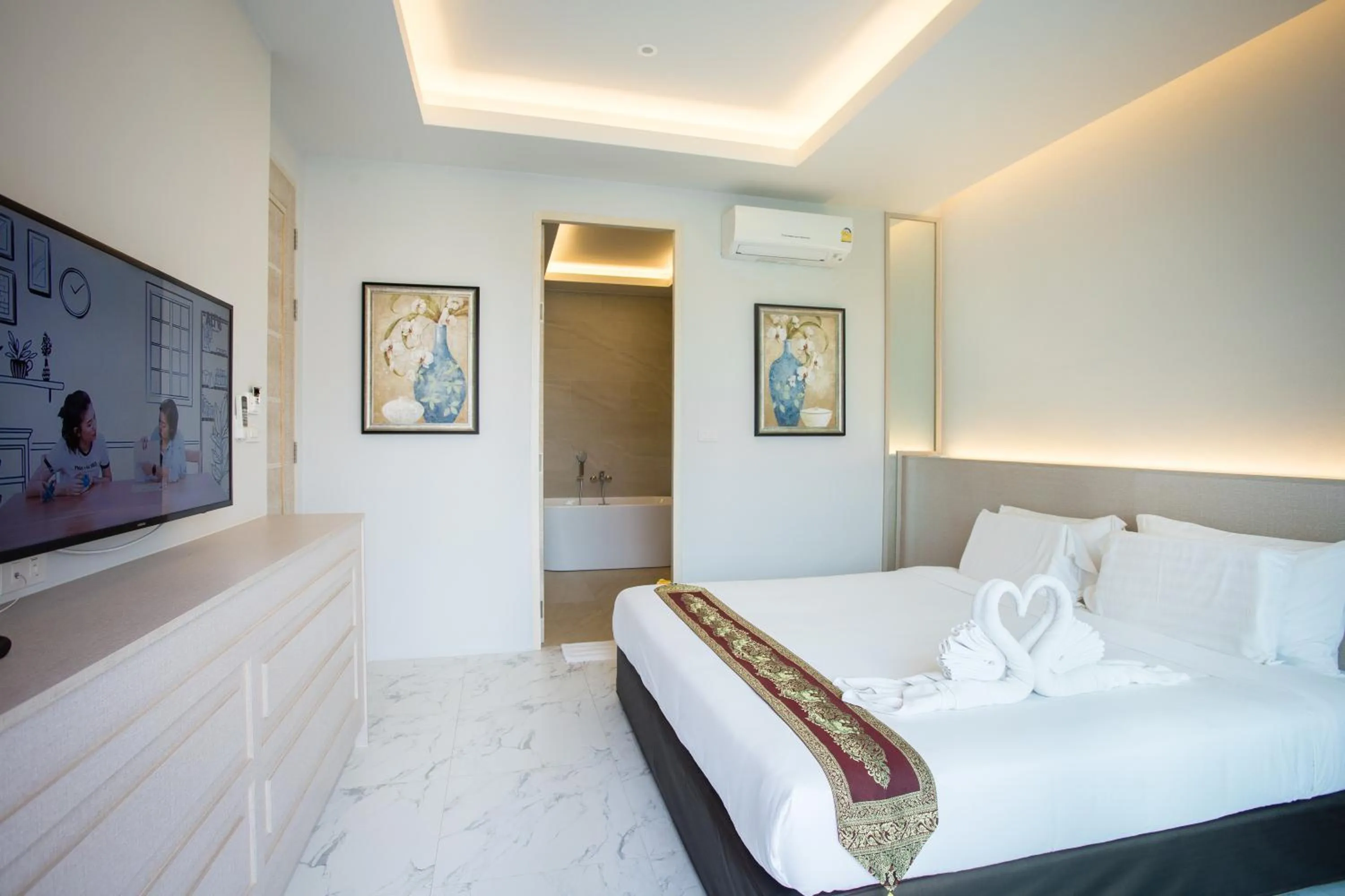 Bed in Gold Chariot Pool Villa, Phuket - SHA Plus Certified