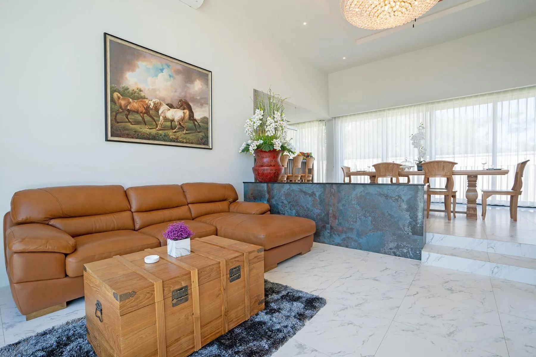 Living room in Gold Chariot Pool Villa, Phuket - SHA Plus Certified