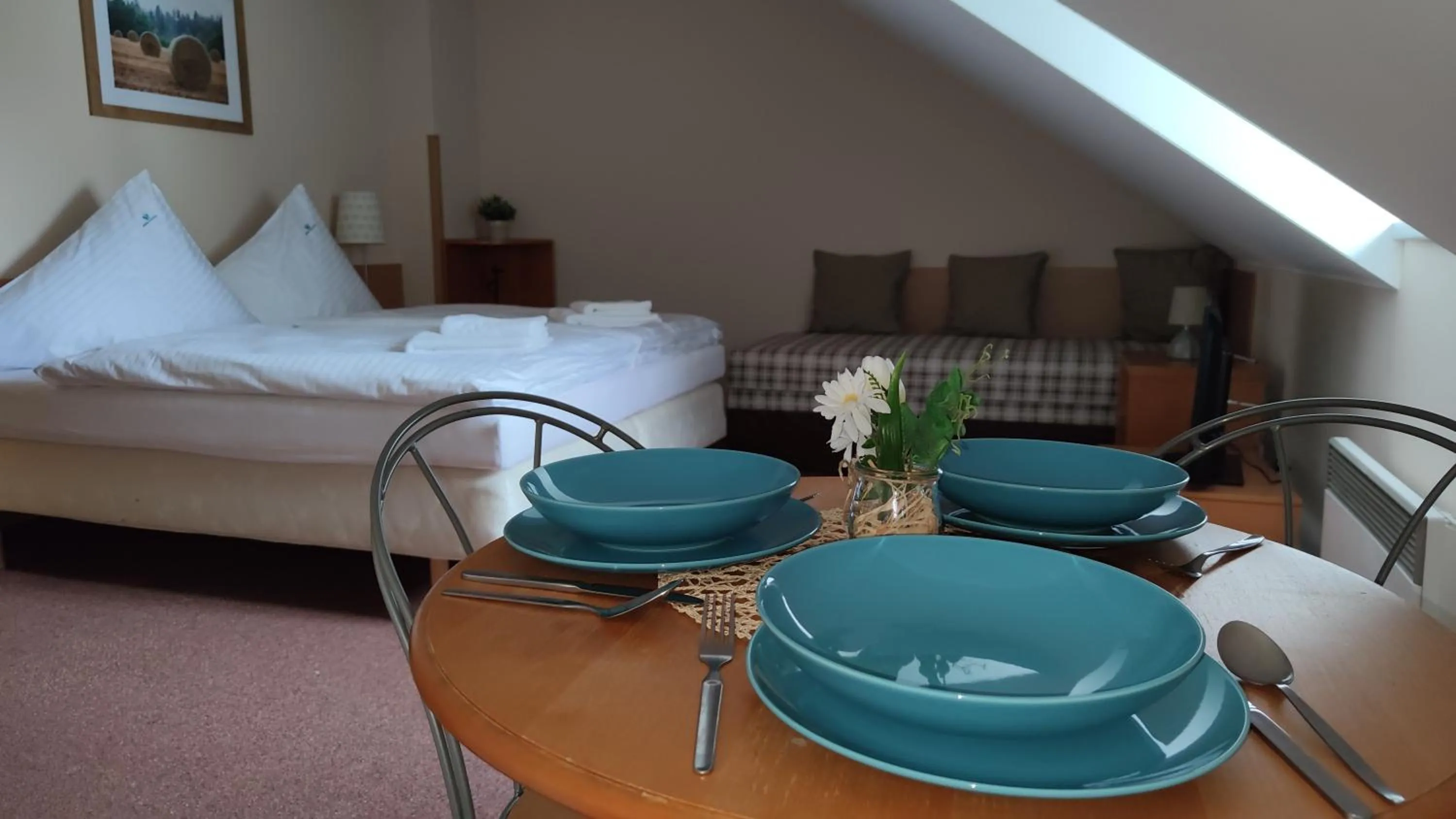 Bed in Hotel Modrásek