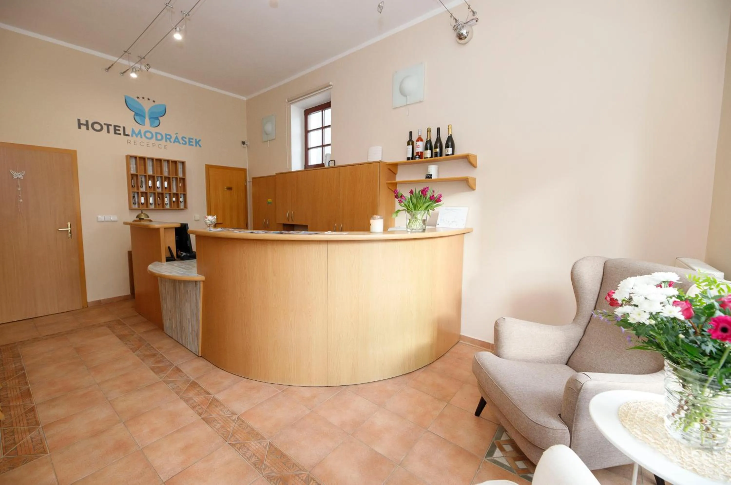 Lobby or reception in Hotel Modrásek