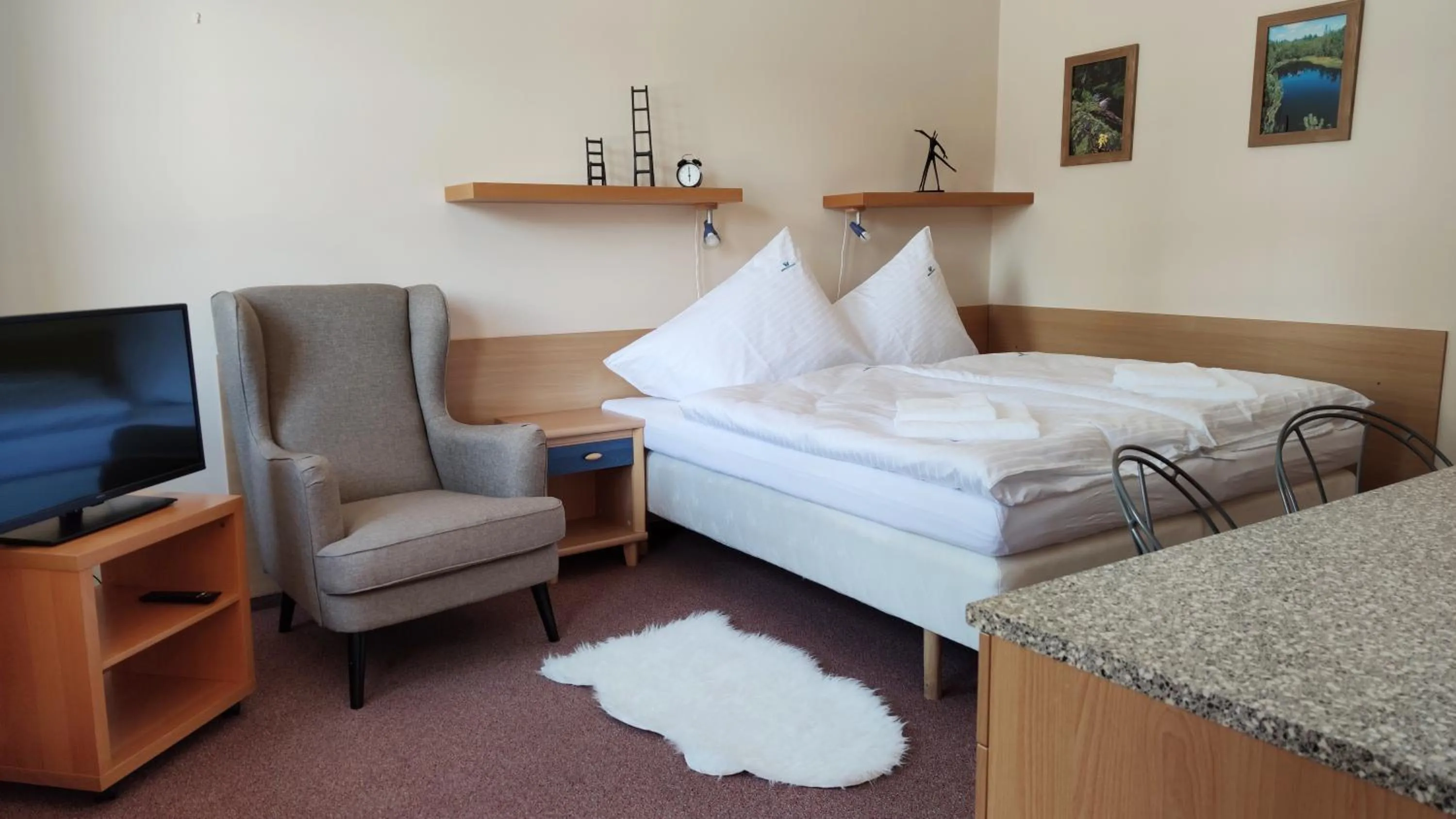 Bed in Hotel Modrásek