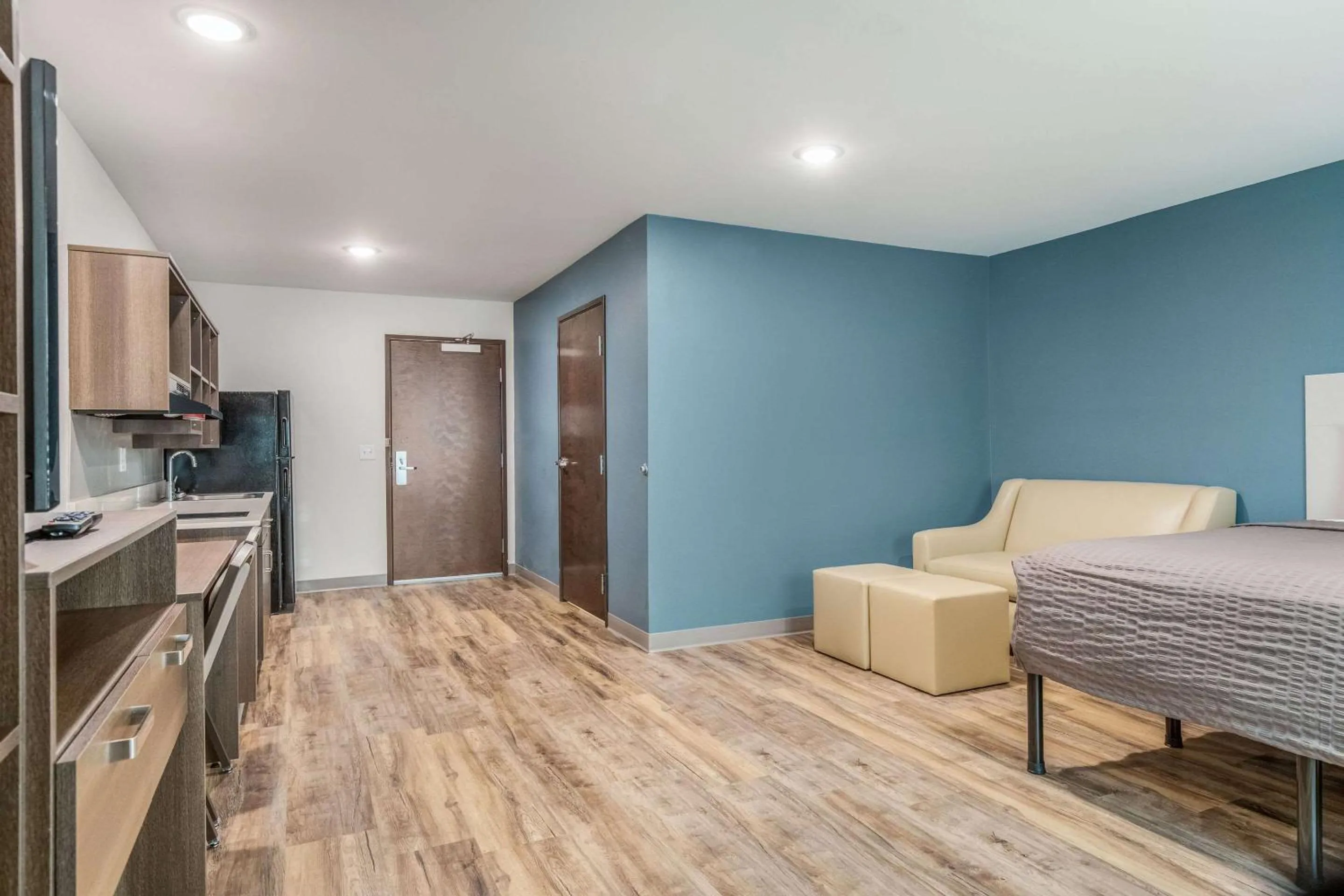 Photo of the whole room in WoodSpring Suites Greenville Haywood Mall