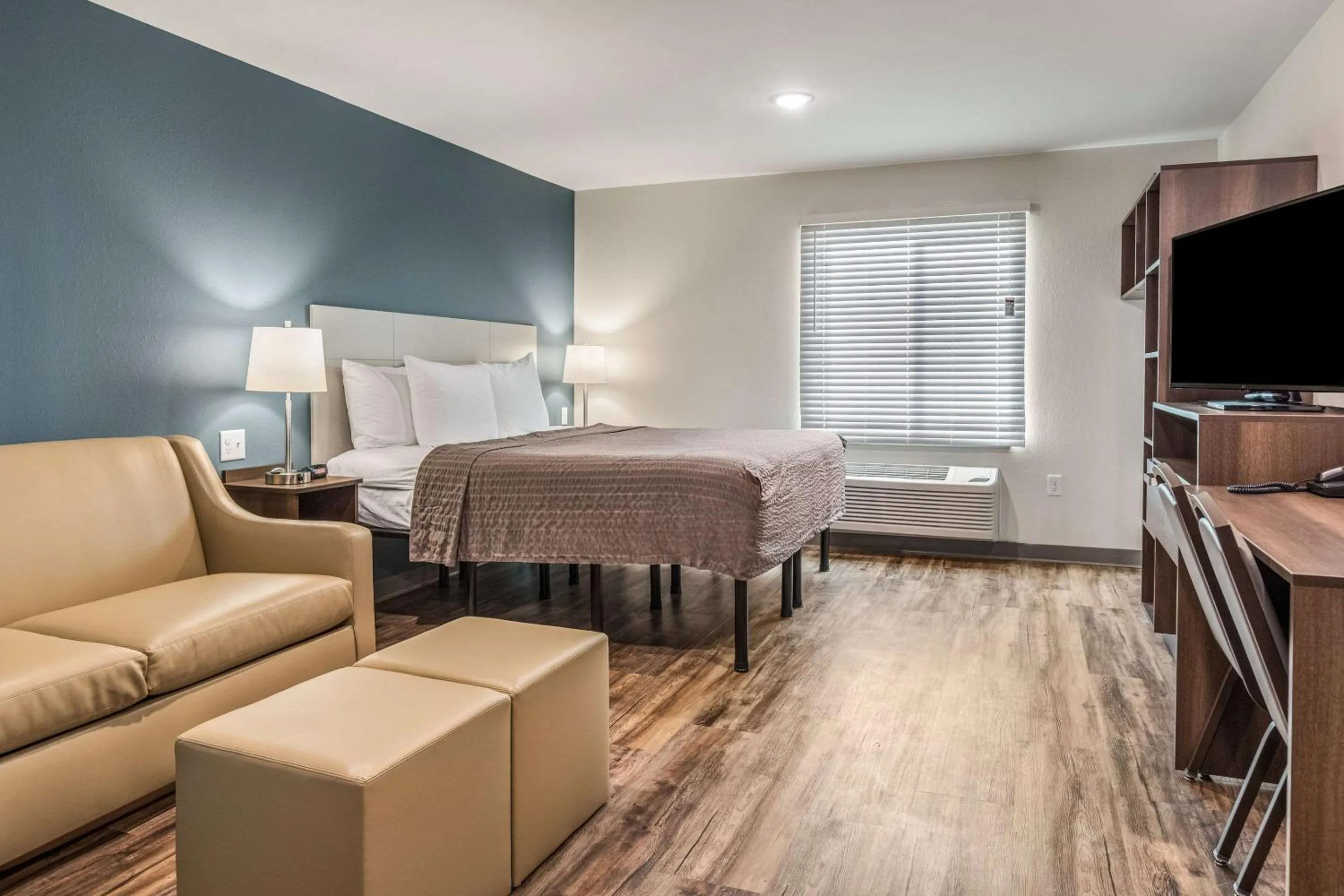 Photo of the whole room, Bed in WoodSpring Suites Greenville Haywood Mall