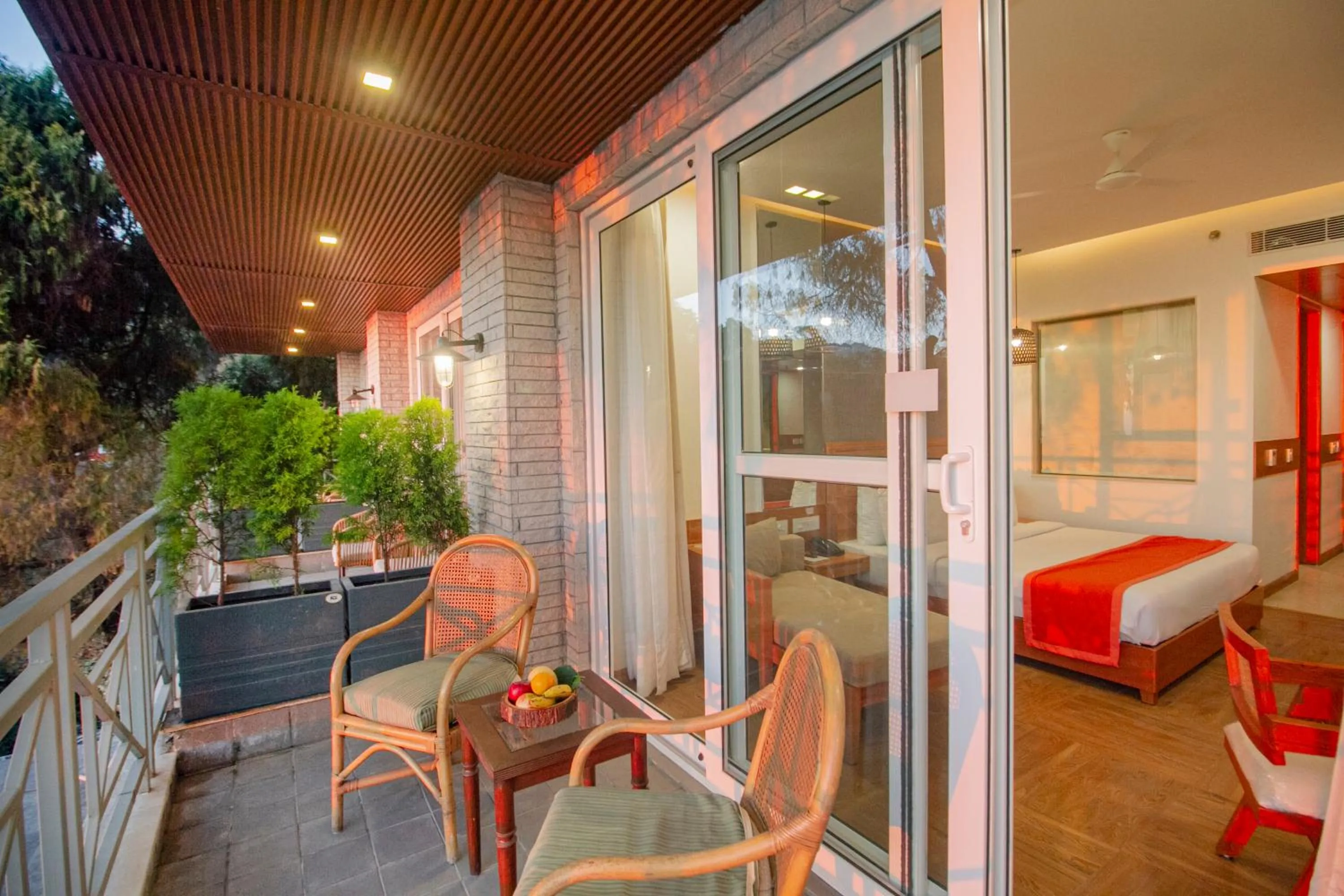 Balcony/Terrace, Bed in Yog Wellness Resort & Spa By Amritara