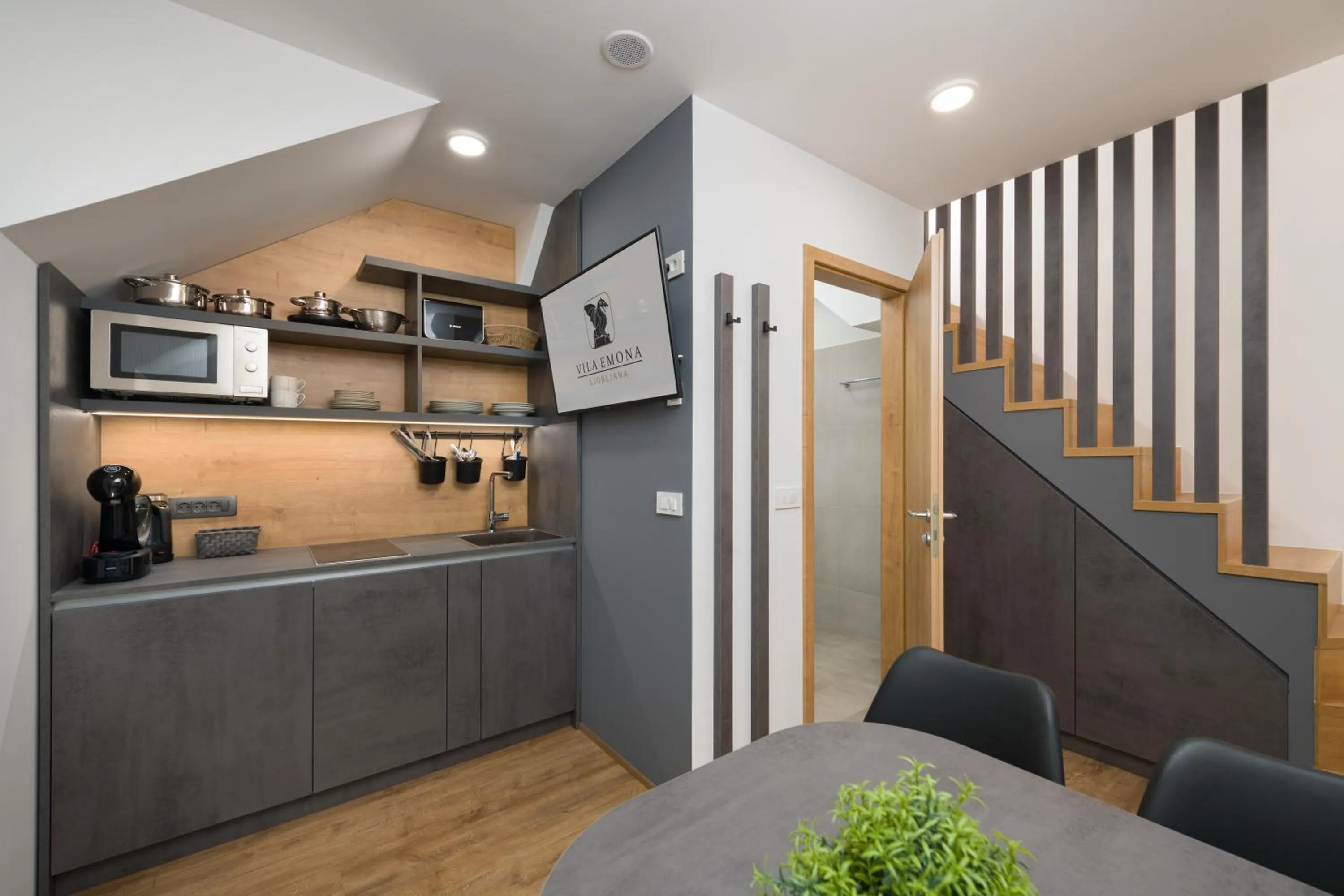 Kitchen or kitchenette in Vila Emona - Central Apartments - Free Parking