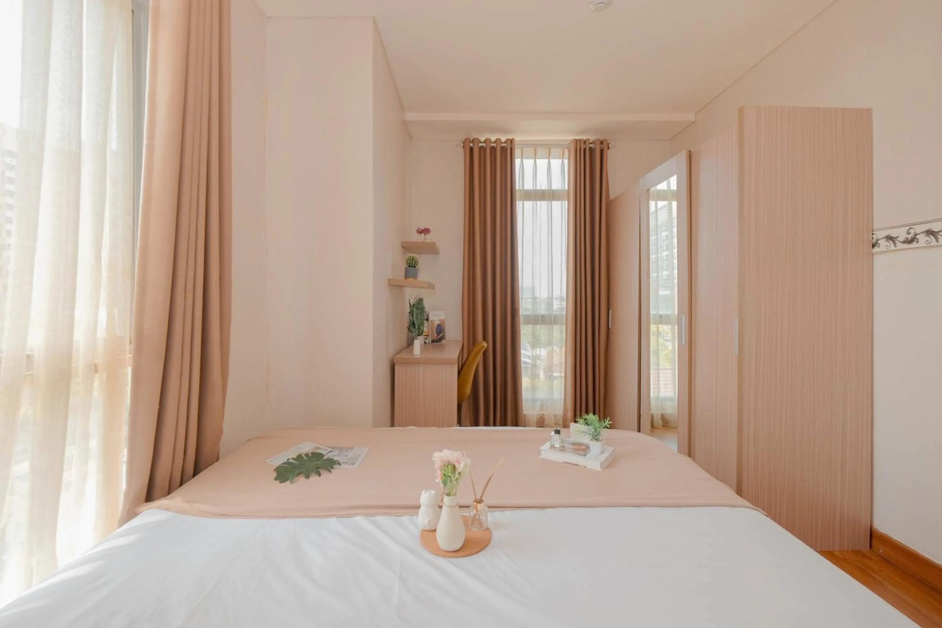 Bed in Fully Furnished 2BR Apartment at Pejaten Park Residence By Travelio