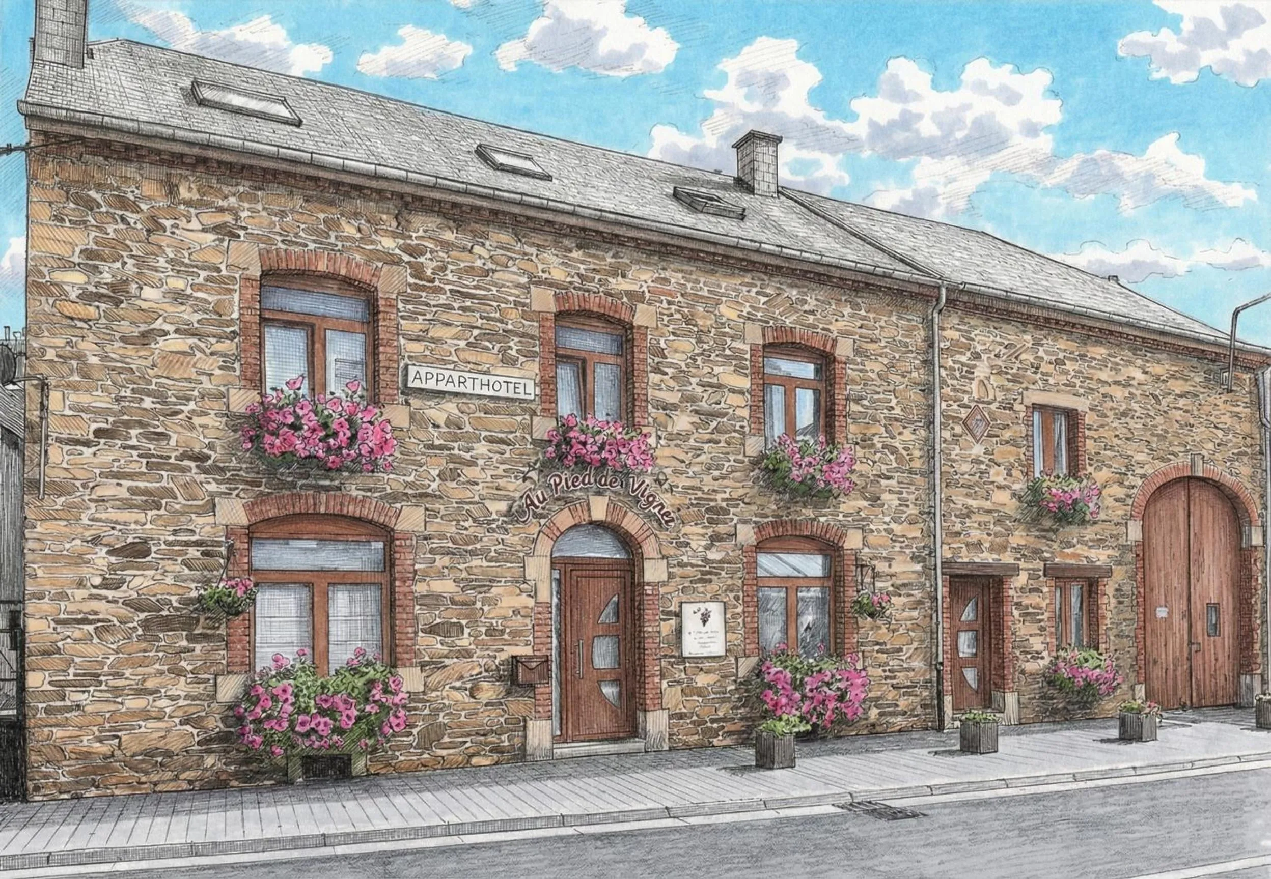 Property building in Appart Hotel Au Pied de Vigne