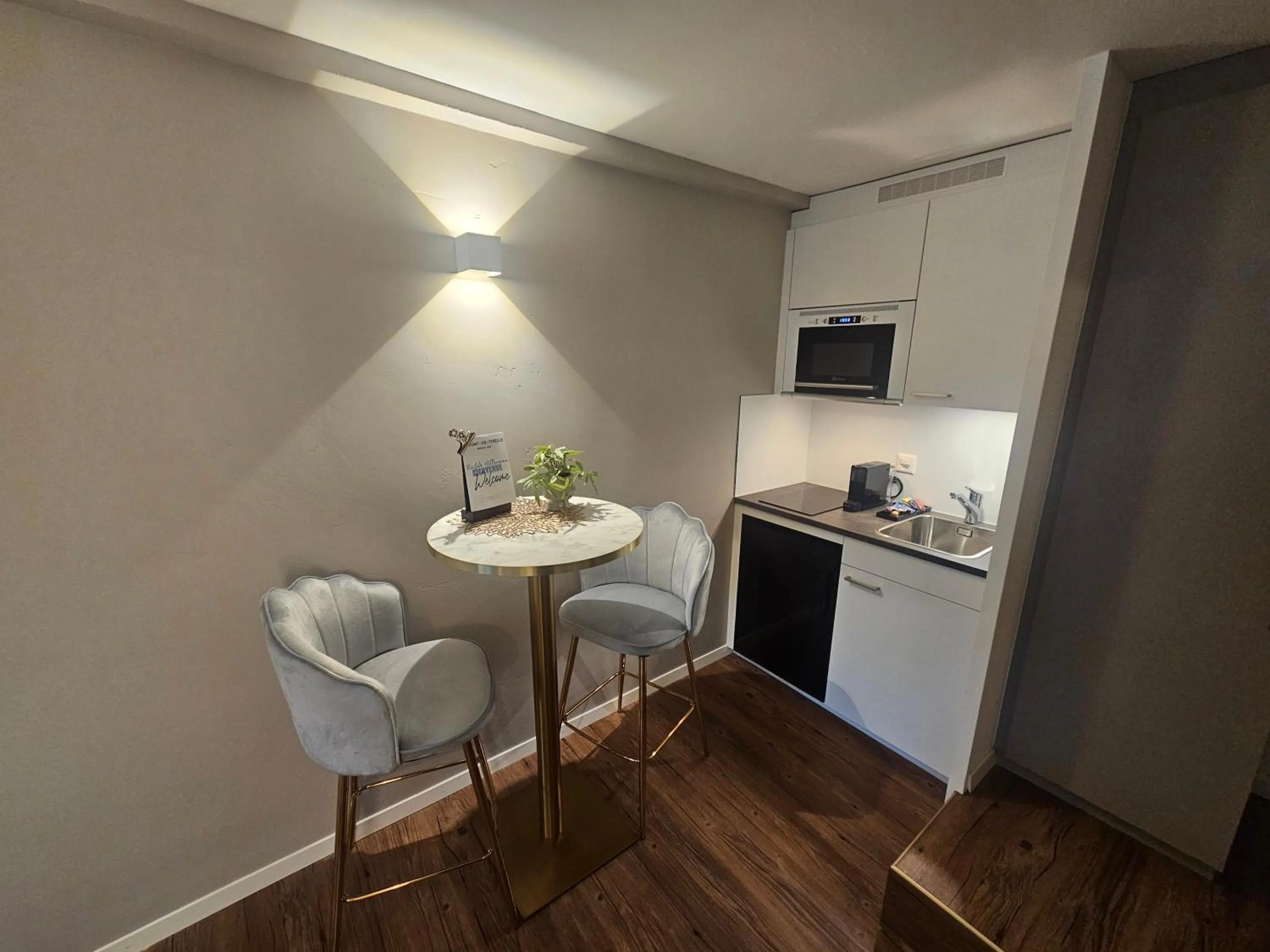 Kitchen or kitchenette in Apart-Hôtel Pont-de-Thielle