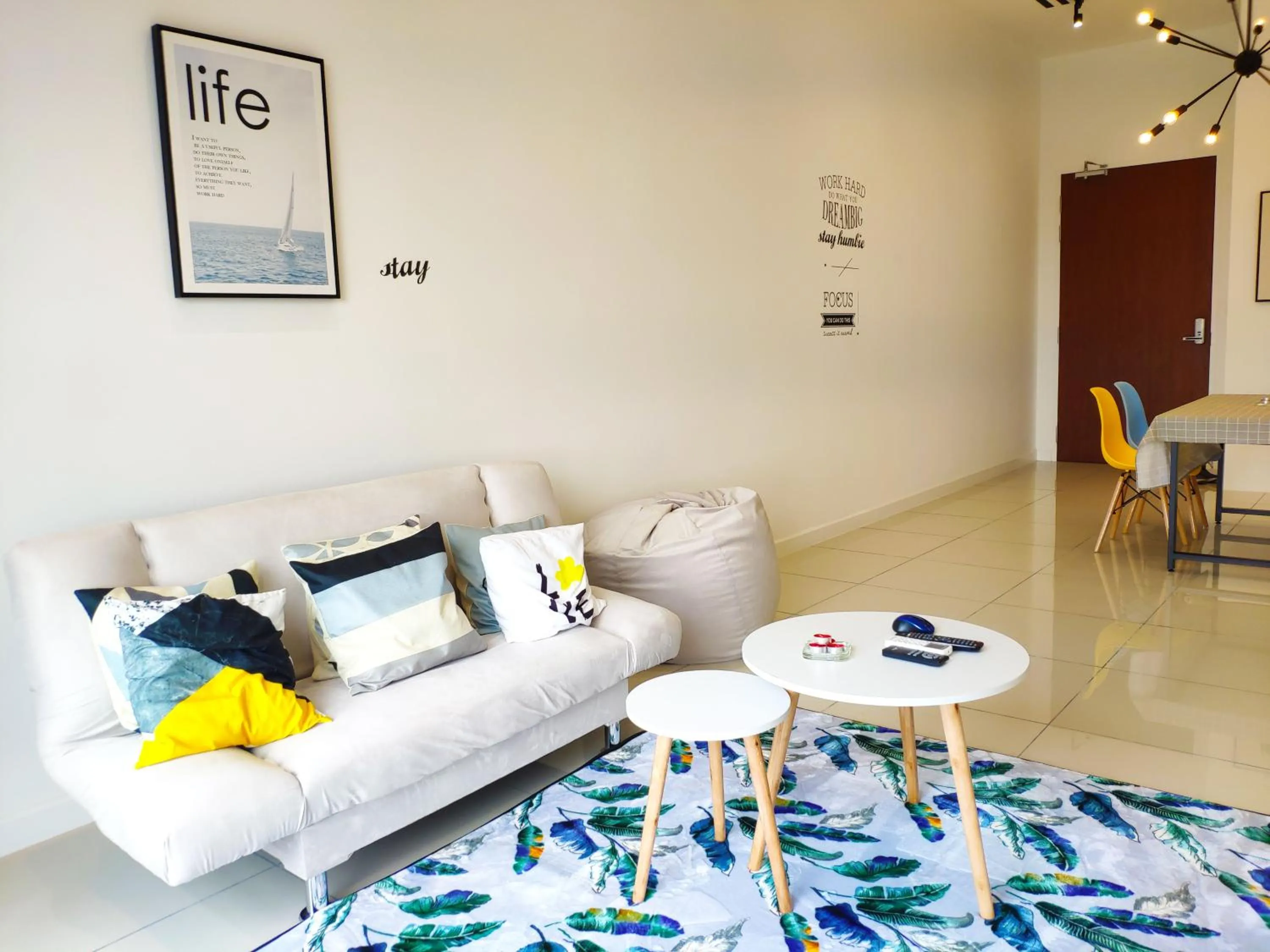 Living room in Le Pavilion by Salaam Suites, 5 pax, near Setiawalk