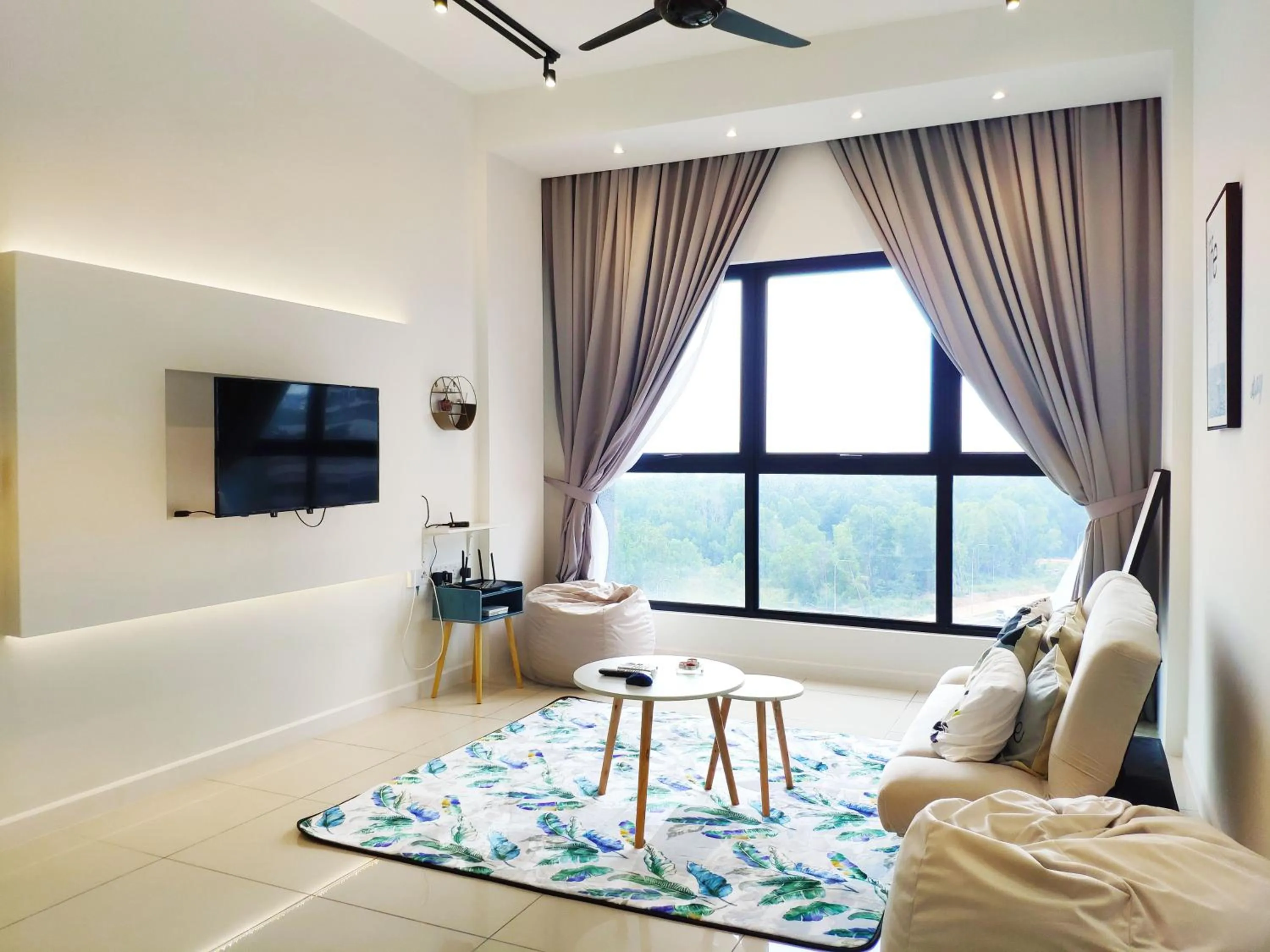 Living room in Le Pavilion by Salaam Suites, 5 pax, near Setiawalk