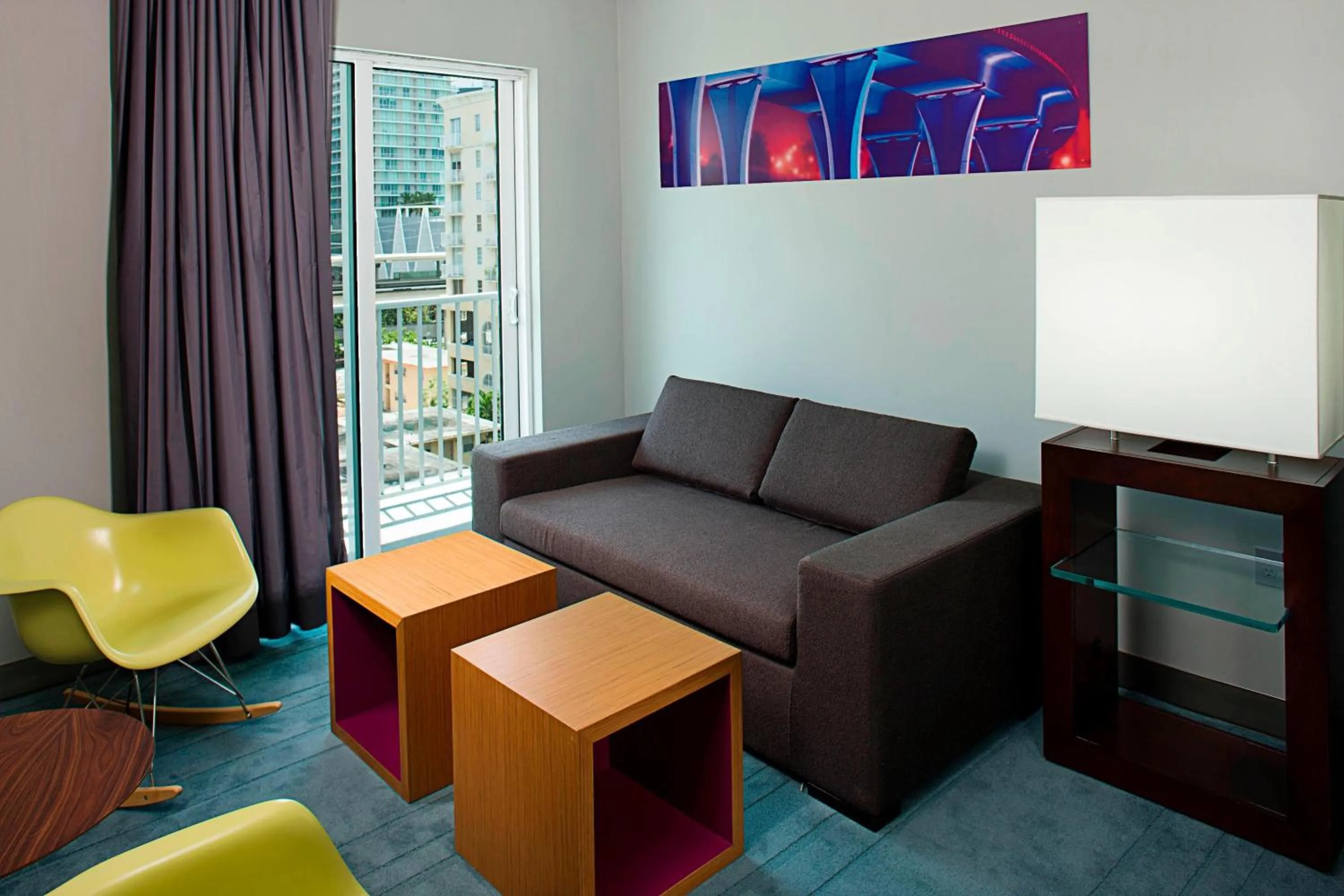 Living room in Aloft Miami Brickell