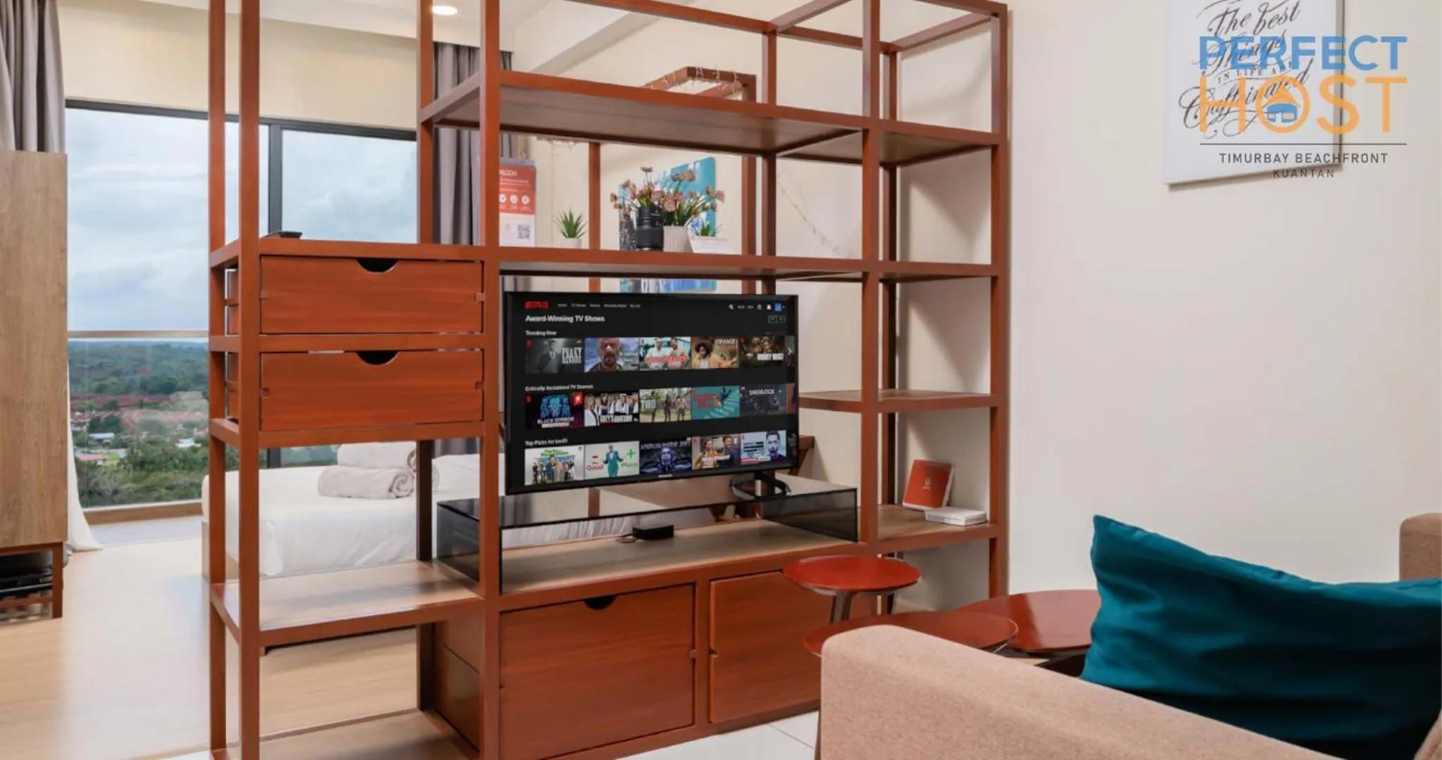 Living room in Timurbay Beachfront by Perfect Host