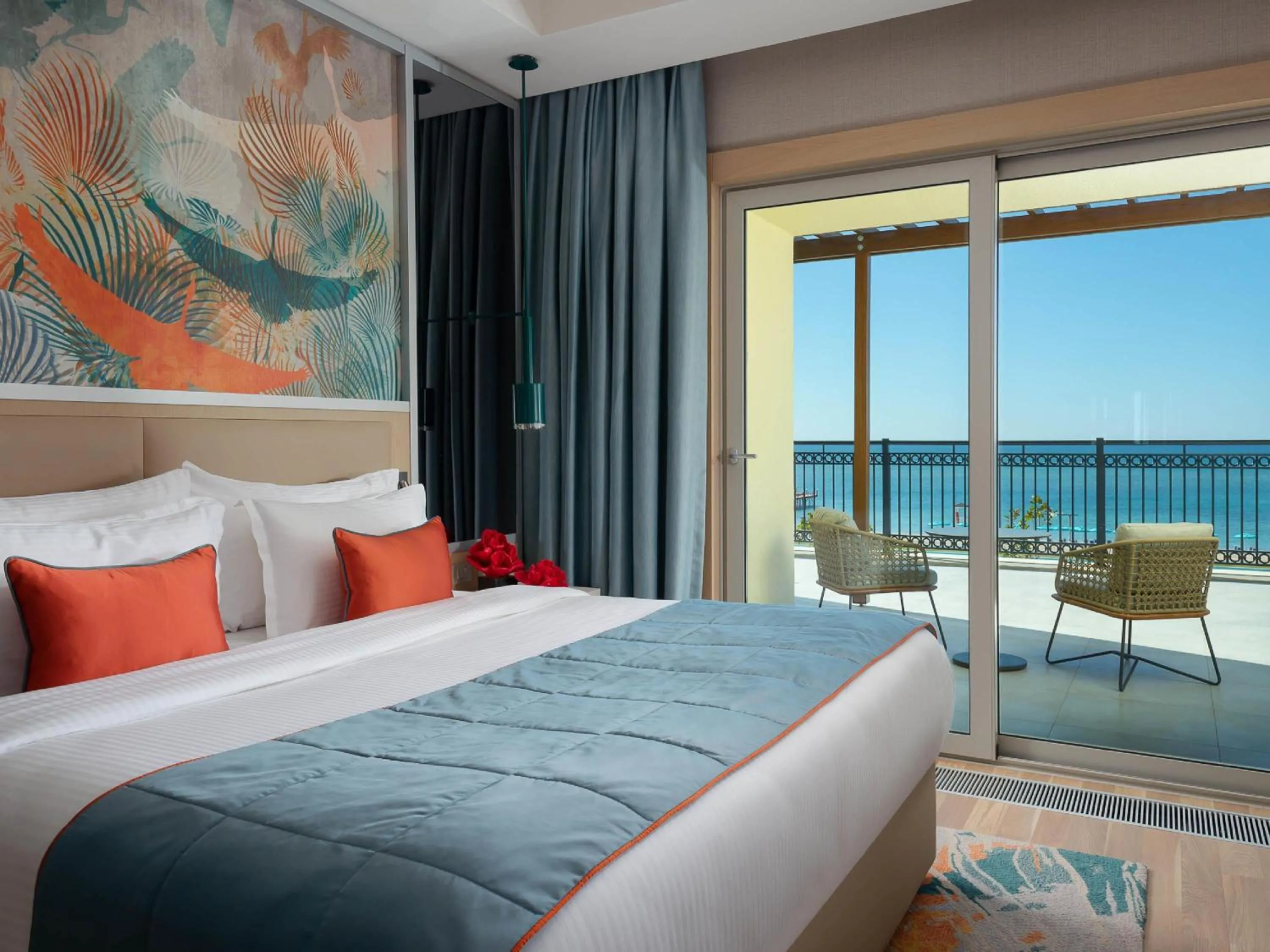 Bedroom, Bed in Rixos Water World Aktau - Theme Park Free Access