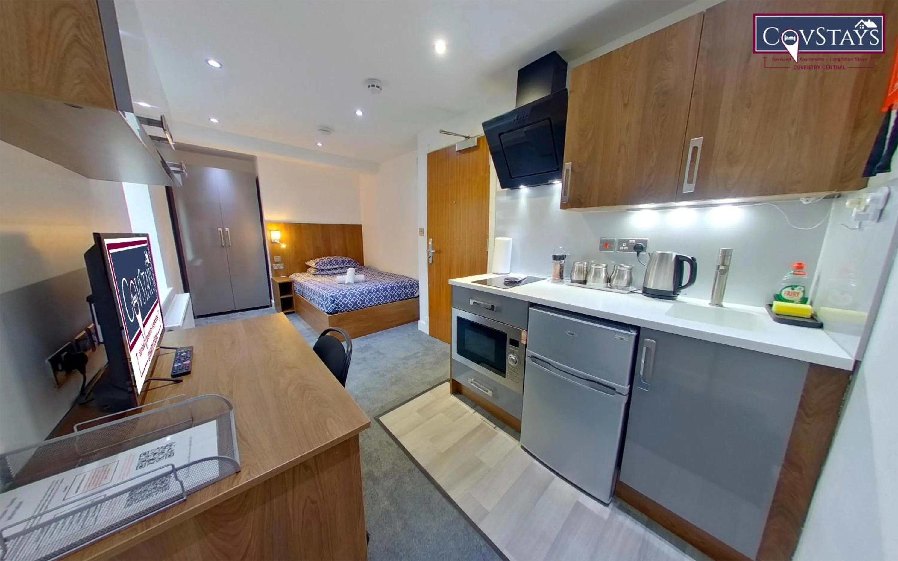 Bed in Victoria House - Deluxe Studios in Coventry City Centre, free parking, by COVSTAYS