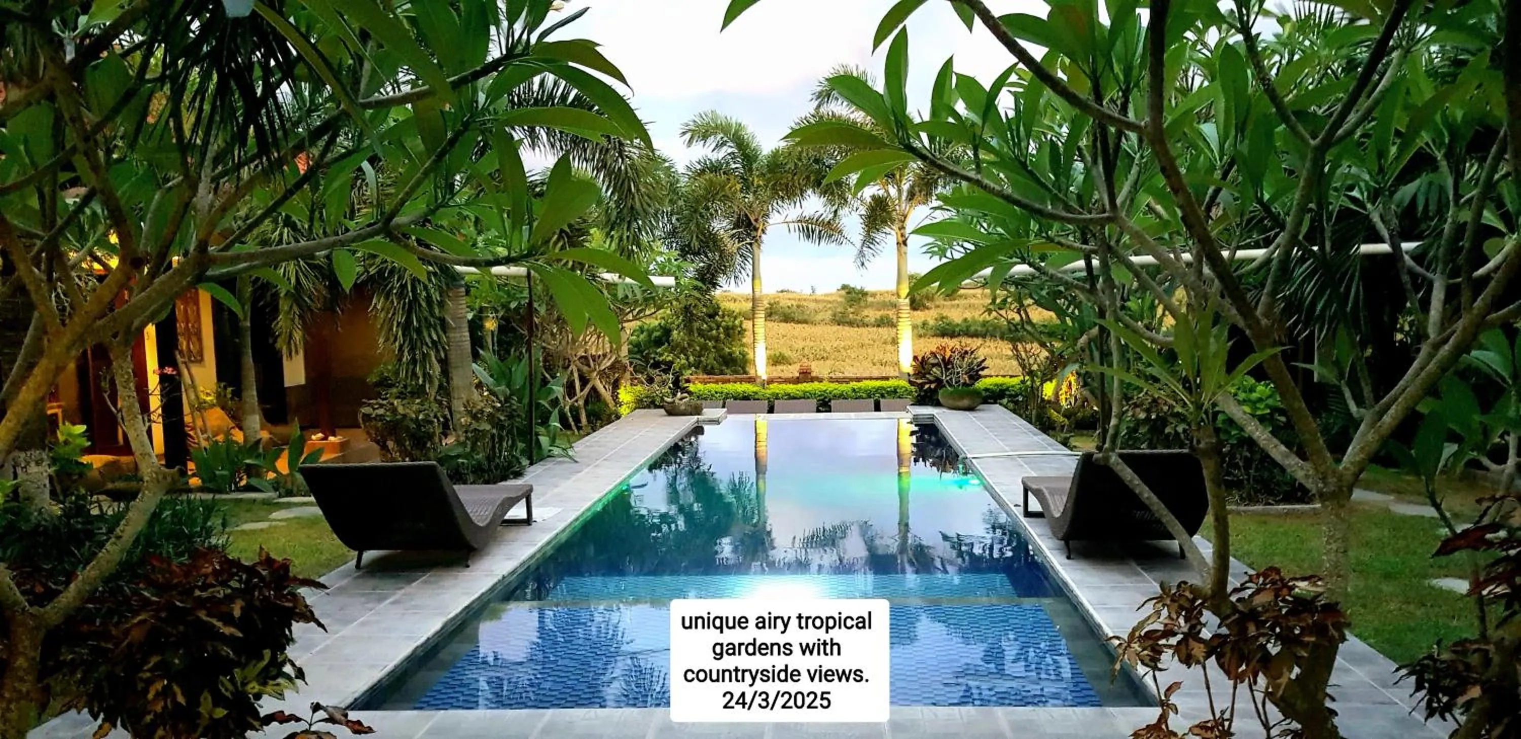 Pool view in Ombak Resort at Ekas , a luxury surf and kite destination, Close to Inside Ekas beach