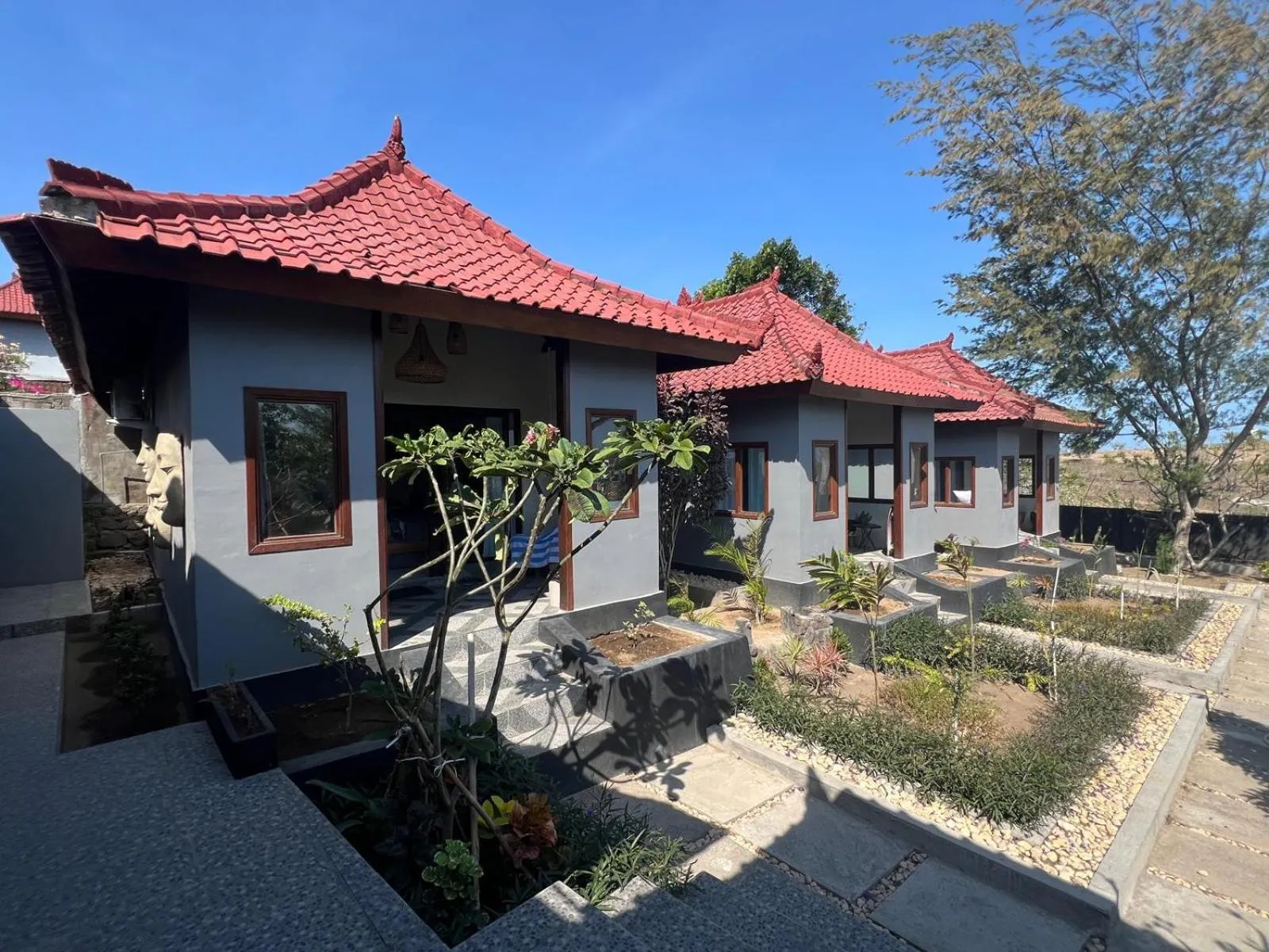 Inner courtyard view in Ombak Resort at Ekas , a luxury surf and kite destination, Close to Inside Ekas beach