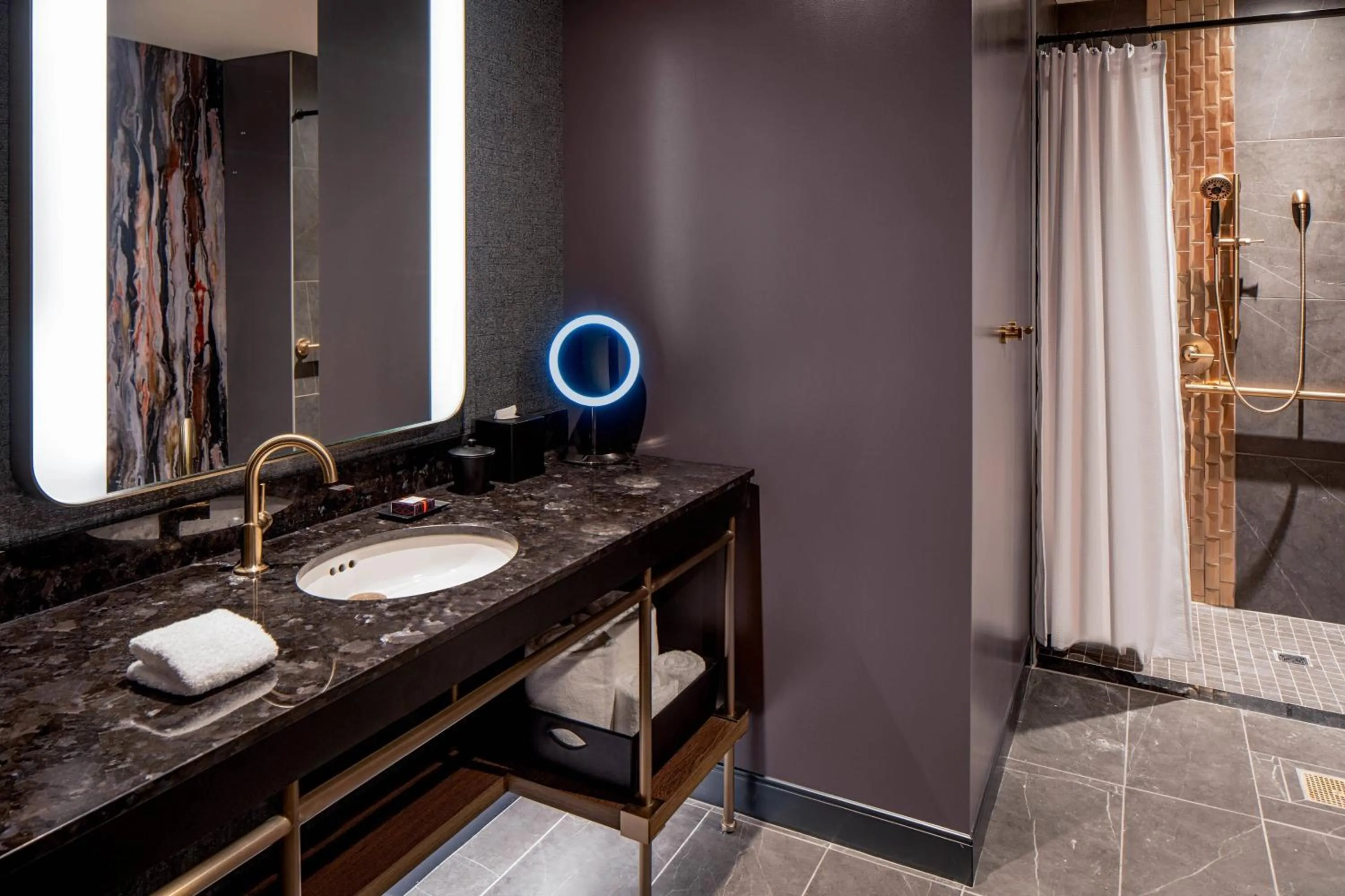 Bathroom in The Industrialist Hotel, Pittsburgh, Autograph Collection