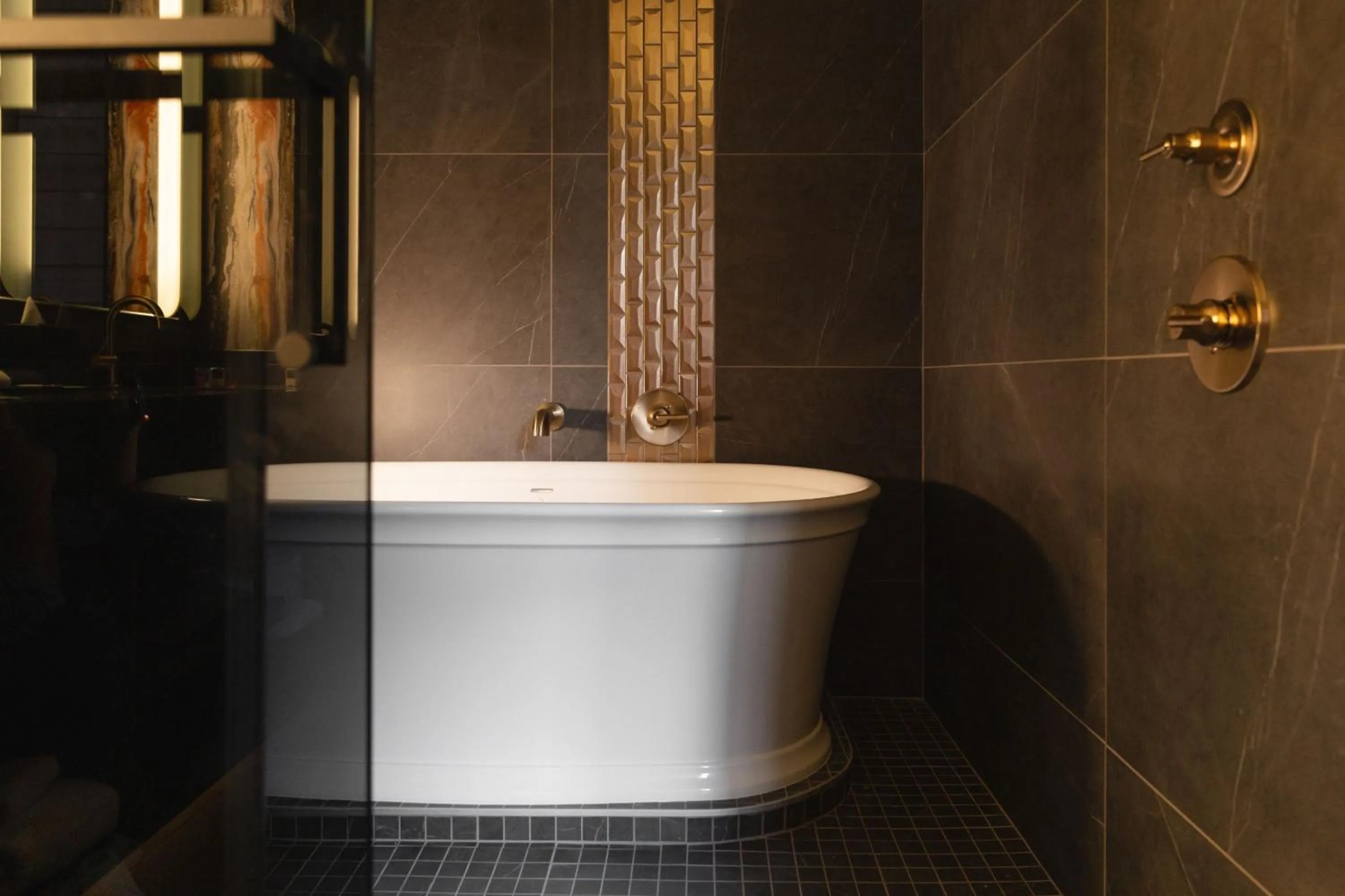 Bathroom in The Industrialist Hotel, Pittsburgh, Autograph Collection