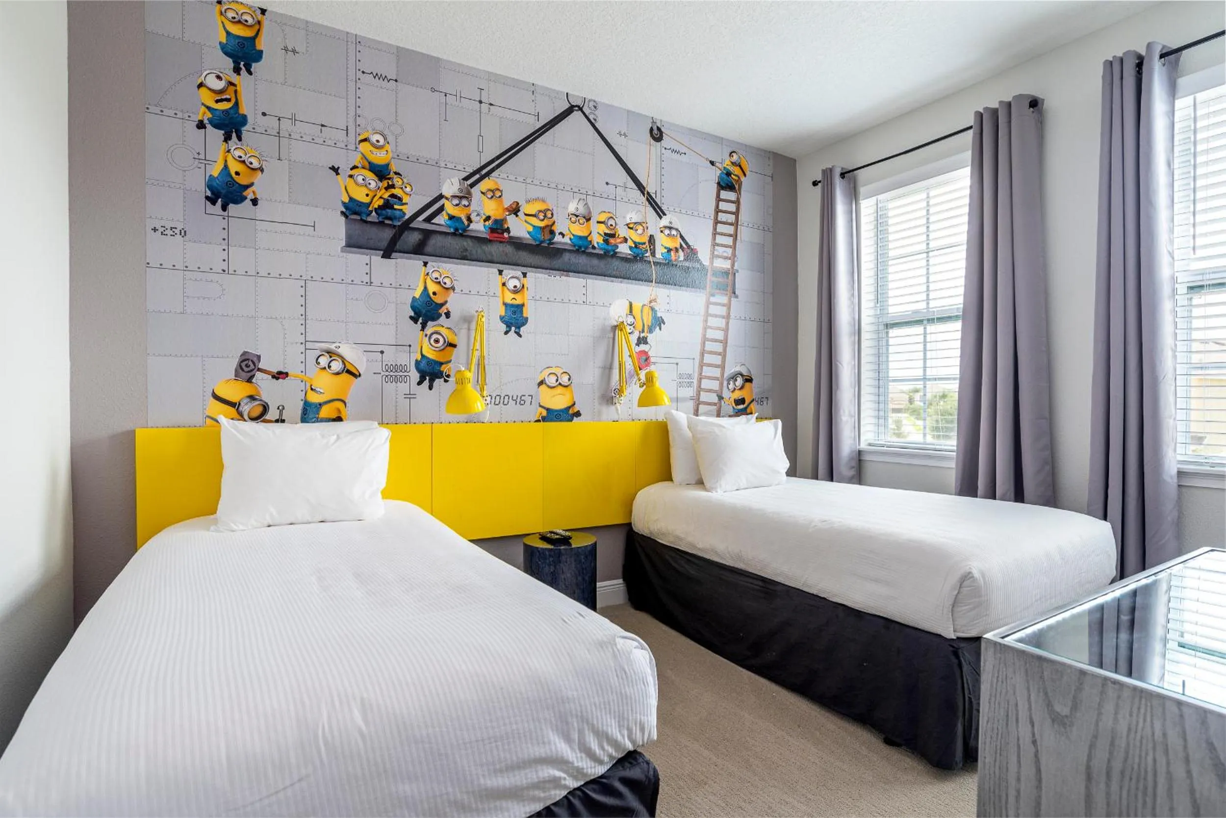 Bedroom, Bed in Upscale Modern Getaway home with heated pool/hot tub, 9 beds 8.5 bath Sleeps 18+