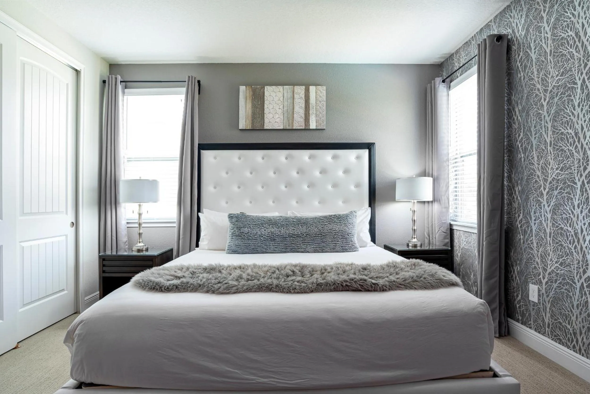 Bedroom, Bed in Upscale Modern Getaway home with heated pool/hot tub, 9 beds 8.5 bath Sleeps 18+