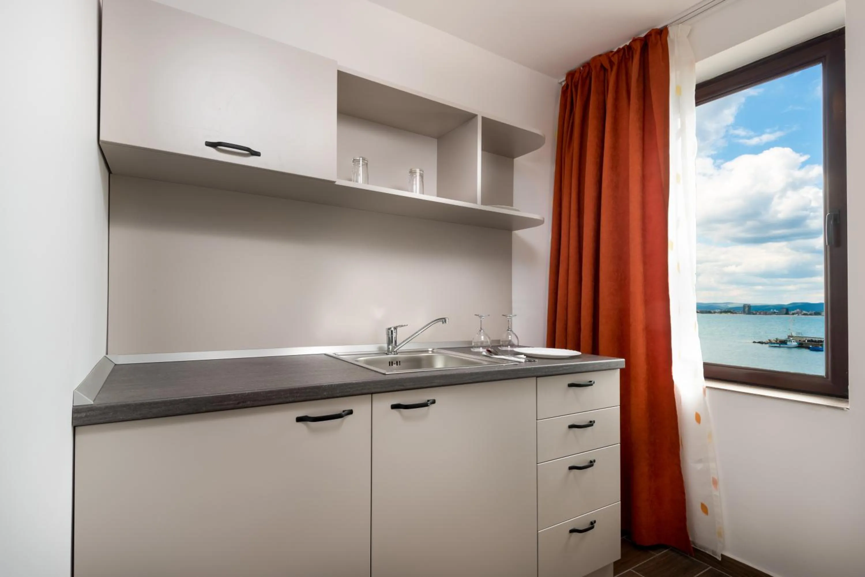 Kitchen or kitchenette in Panorama Blue Family Hotel and Free parking