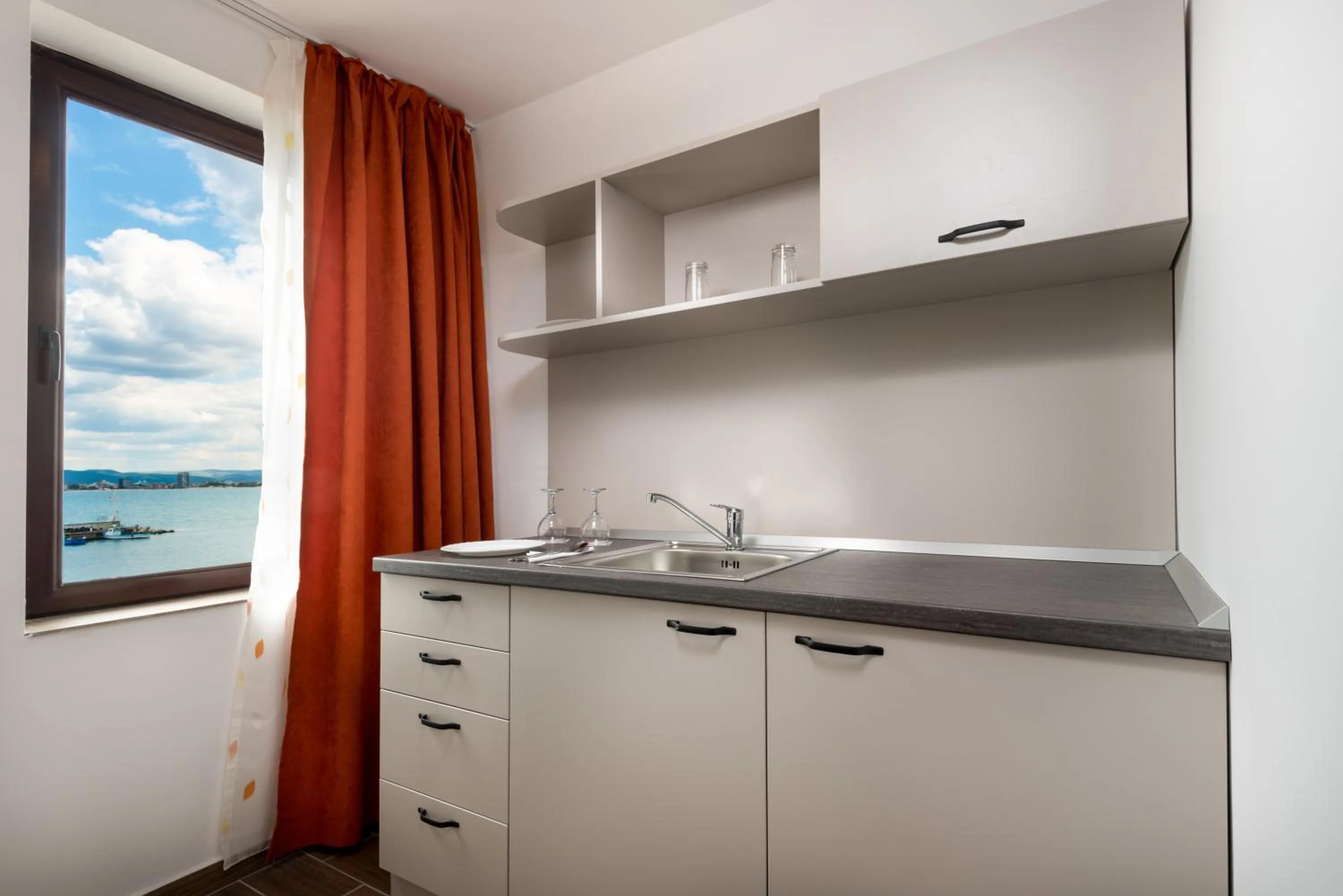 Kitchen or kitchenette in Panorama Blue Family Hotel and Free parking