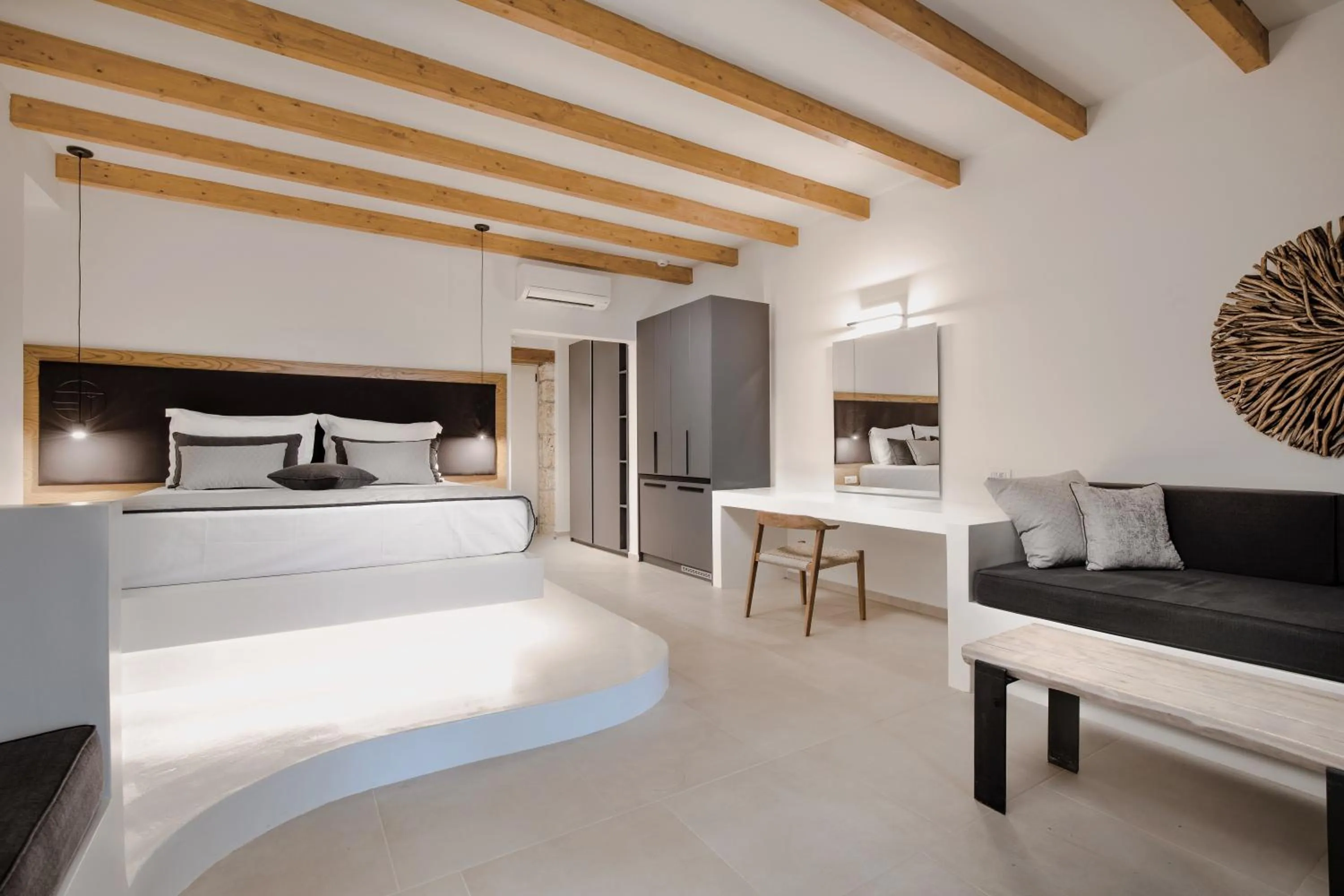 Bed in Aliv stone suites & spa