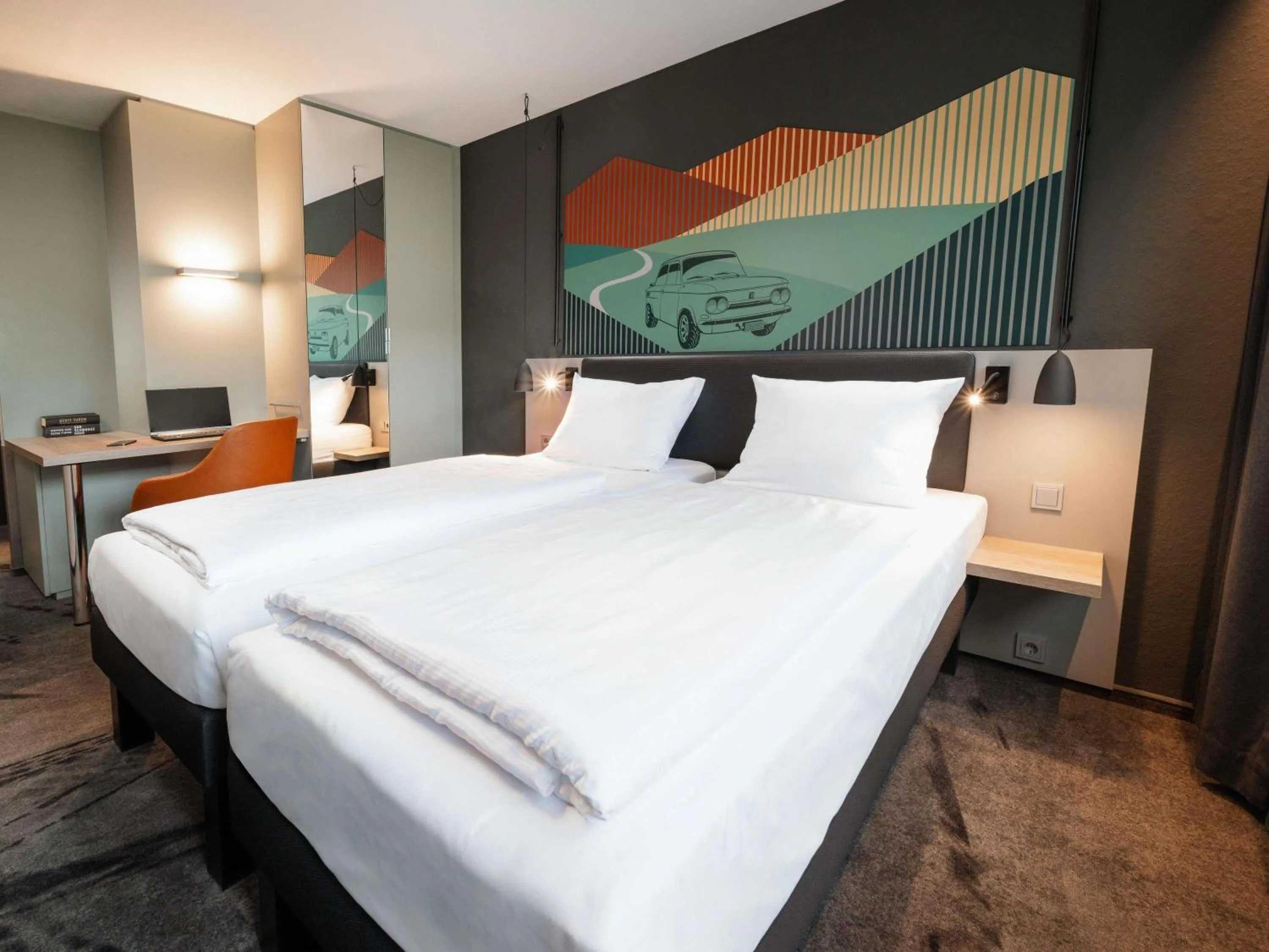 Bedroom, Bed in ibis Styles Neckarsulm
