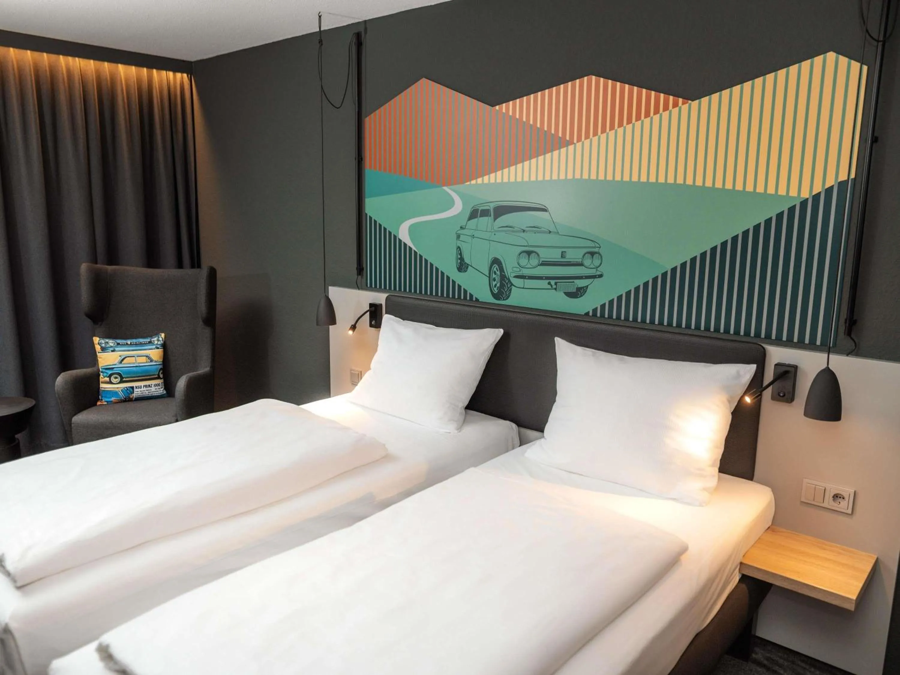 Bedroom, Bed in ibis Styles Neckarsulm