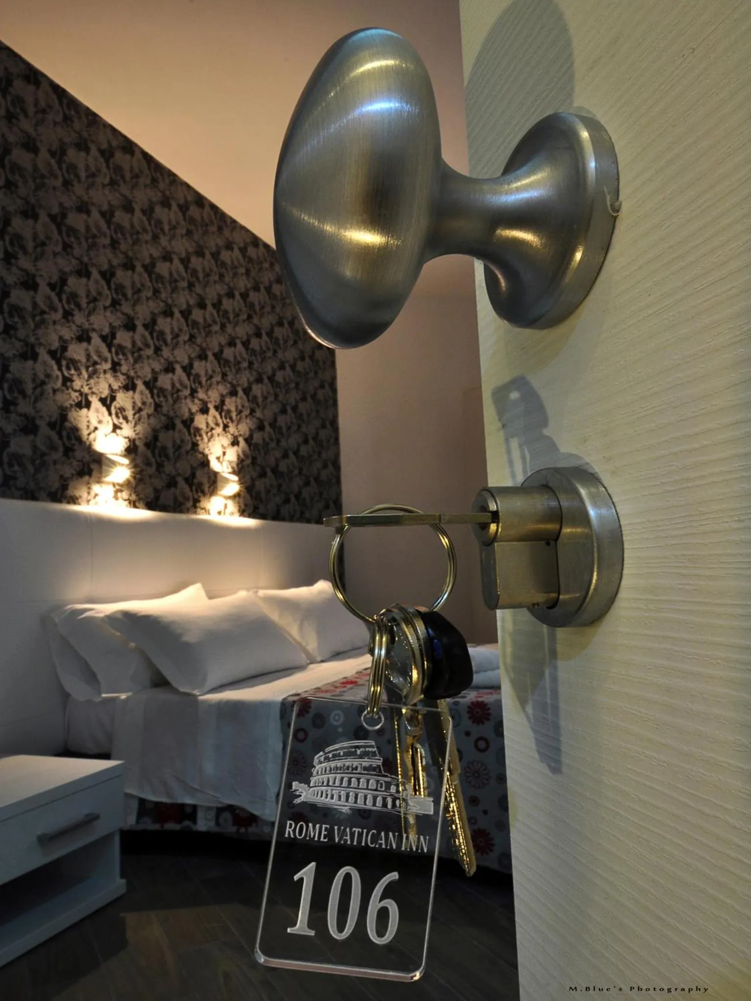 Decorative detail, Bed in Rome Vatican Inn