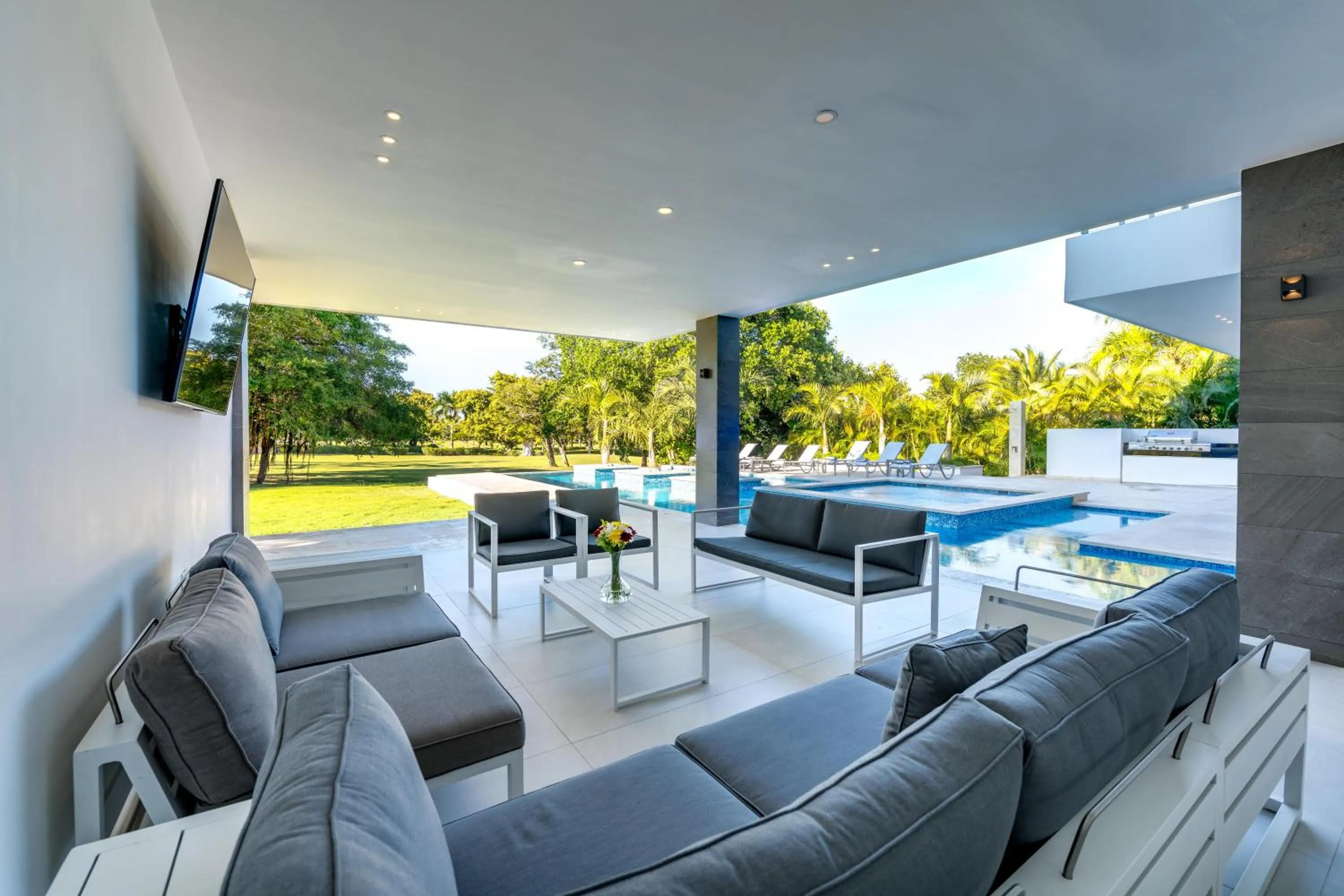 Patio in Modern Brand New Villa with Pool, Jacuzzi, Chef at Cocotal Golf & Country Club