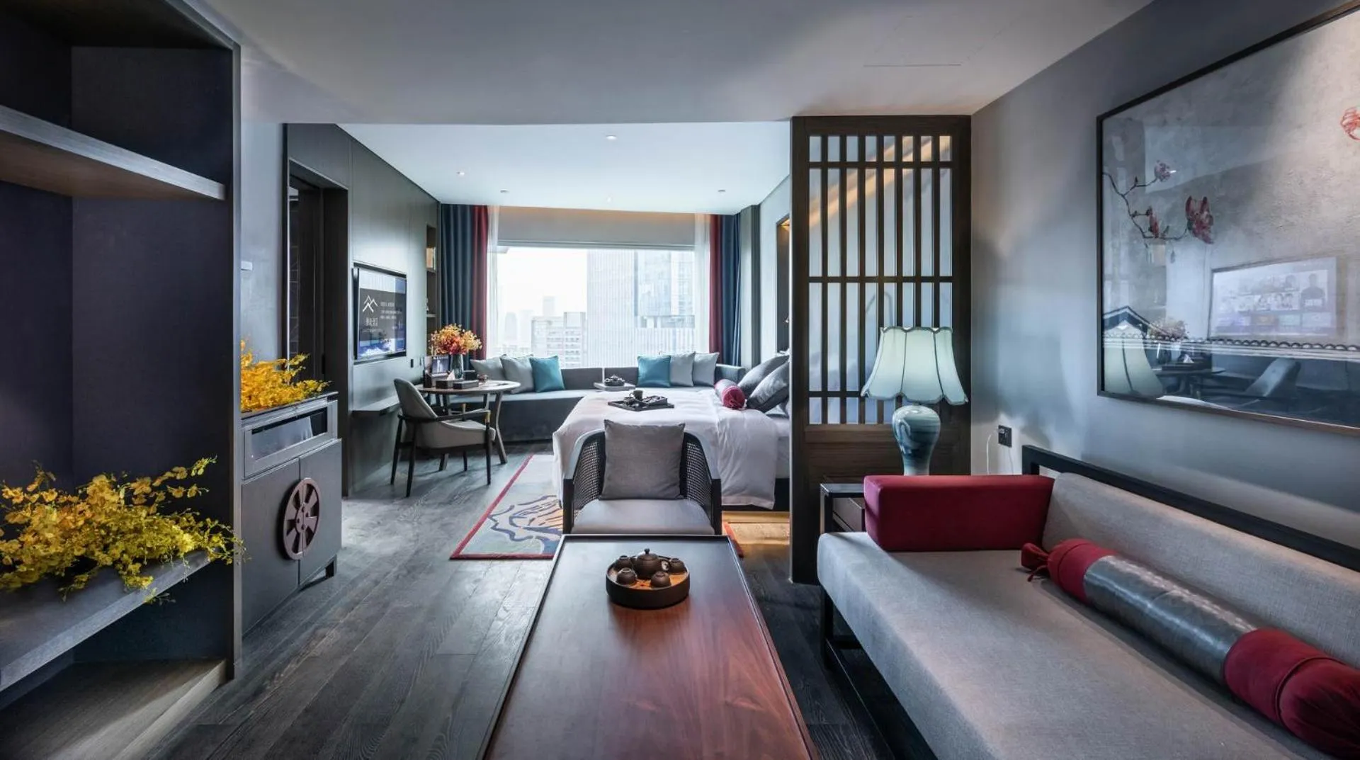 Living room in Elegant Hotel Guangzhou Zhujiang New Town Canton Tower- Free Shuttle Bus to Canton Fair Complex during Canton Fair period