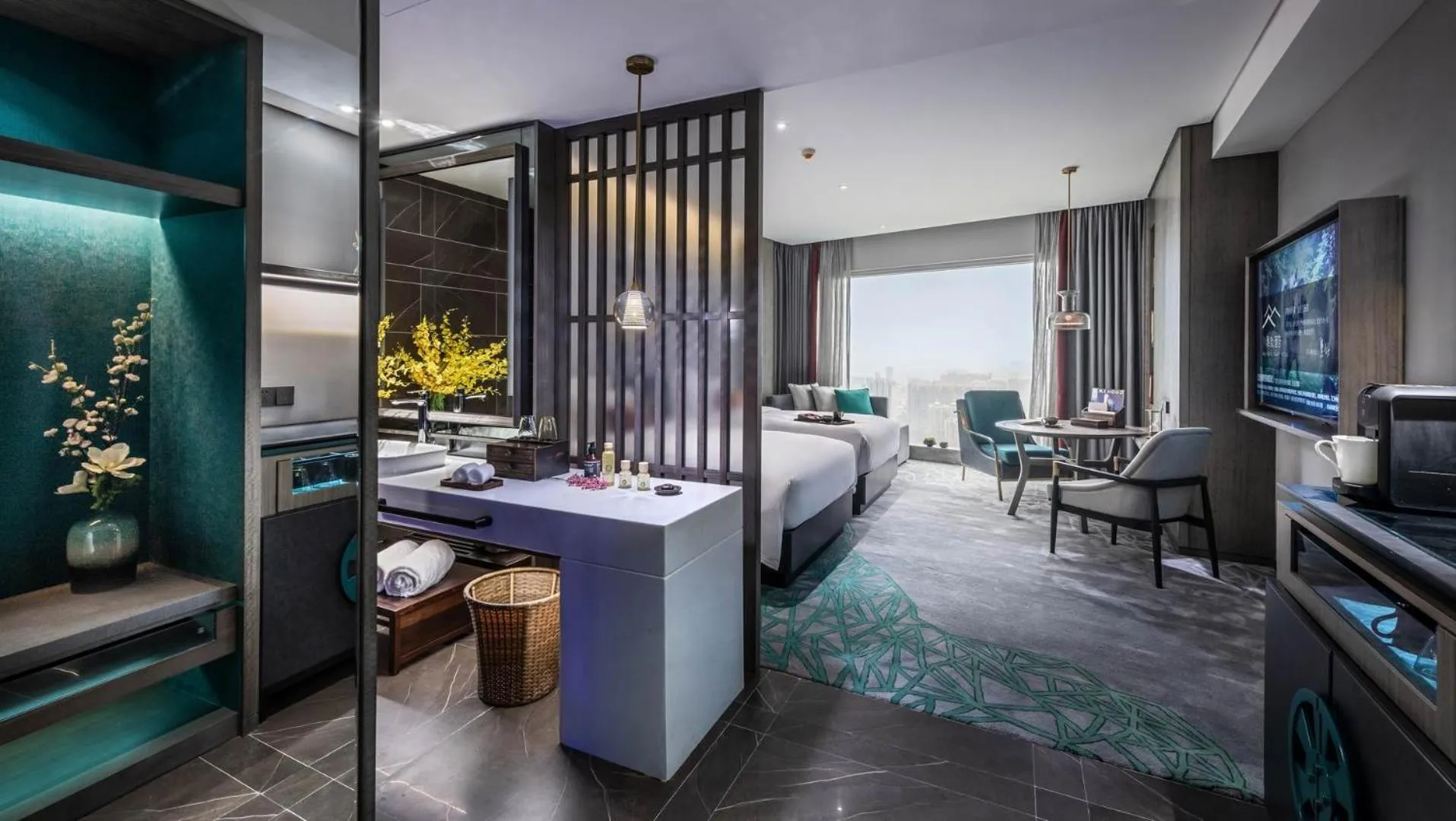 Photo of the whole room in Elegant Hotel Guangzhou Zhujiang New Town Canton Tower- Free Shuttle Bus to Canton Fair Complex during Canton Fair period